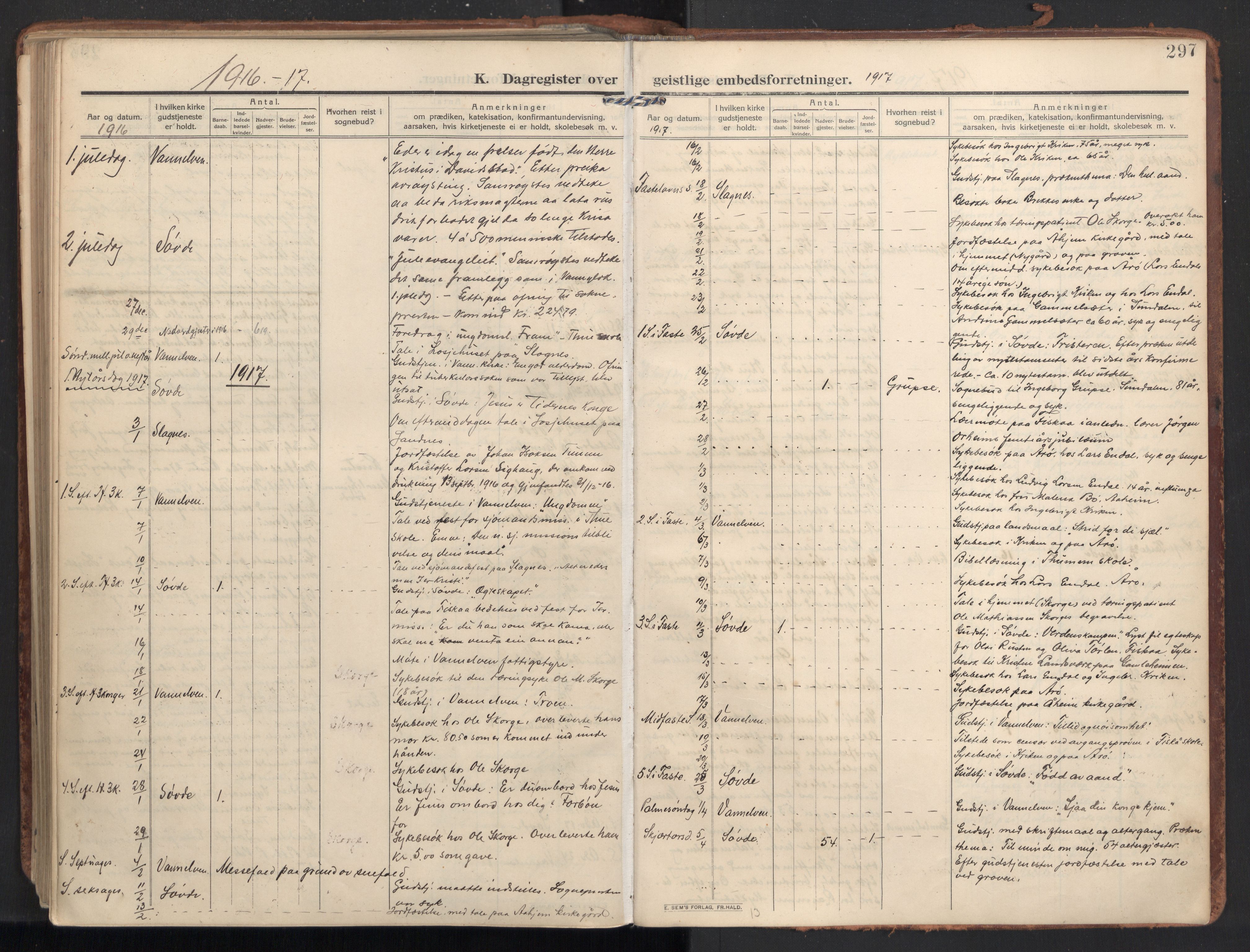 Ministerialprotokoller, klokkerbøker og fødselsregistre - Møre og Romsdal, SAT/A-1454/502/L0026: Parish register (official) no. 502A04, 1909-1933, p. 297