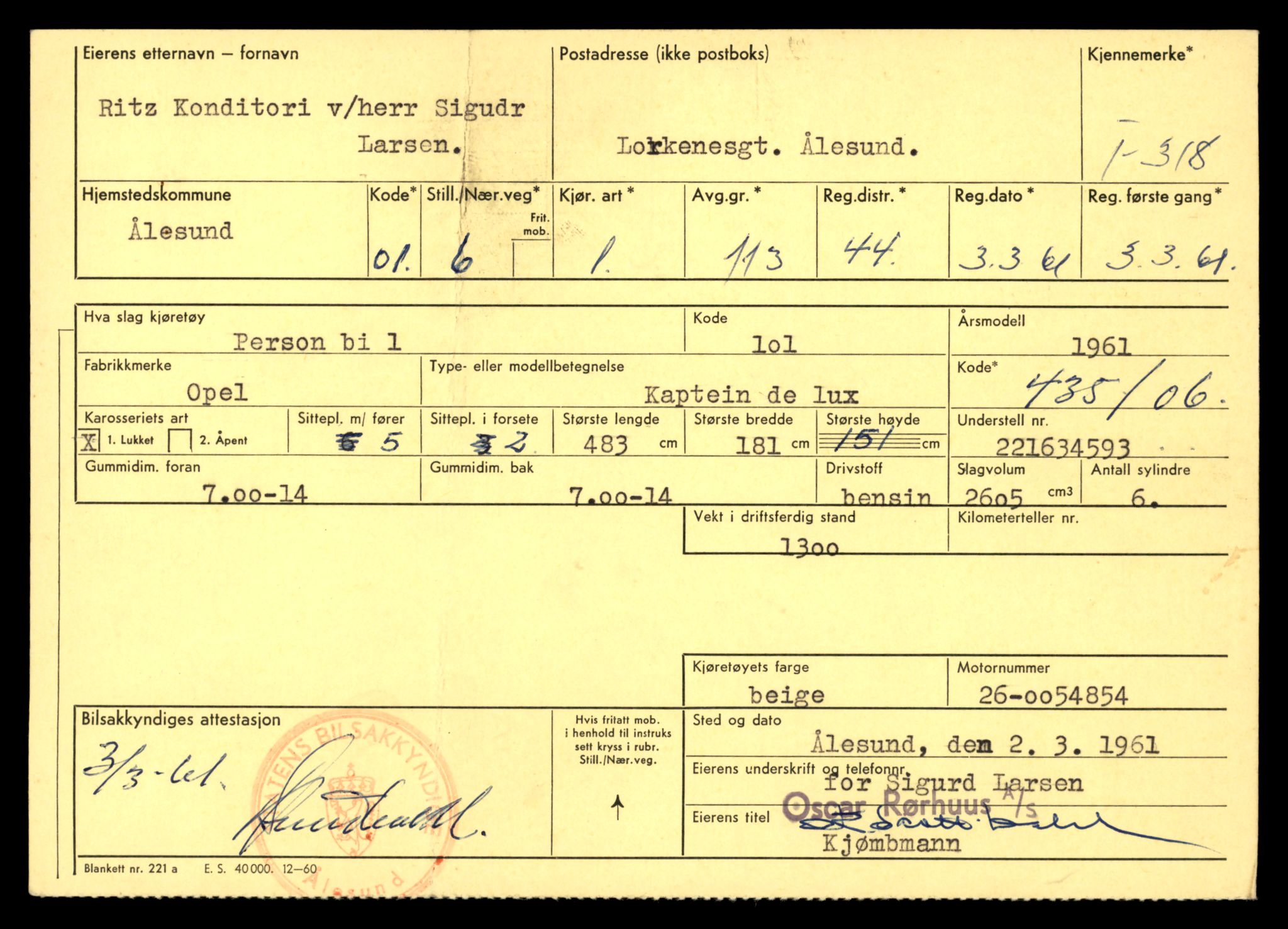 Møre og Romsdal vegkontor - Ålesund trafikkstasjon, AV/SAT-A-4099/F/Fe/L0003: Registreringskort for kjøretøy T 232 - T 340, 1927-1998, p. 2927