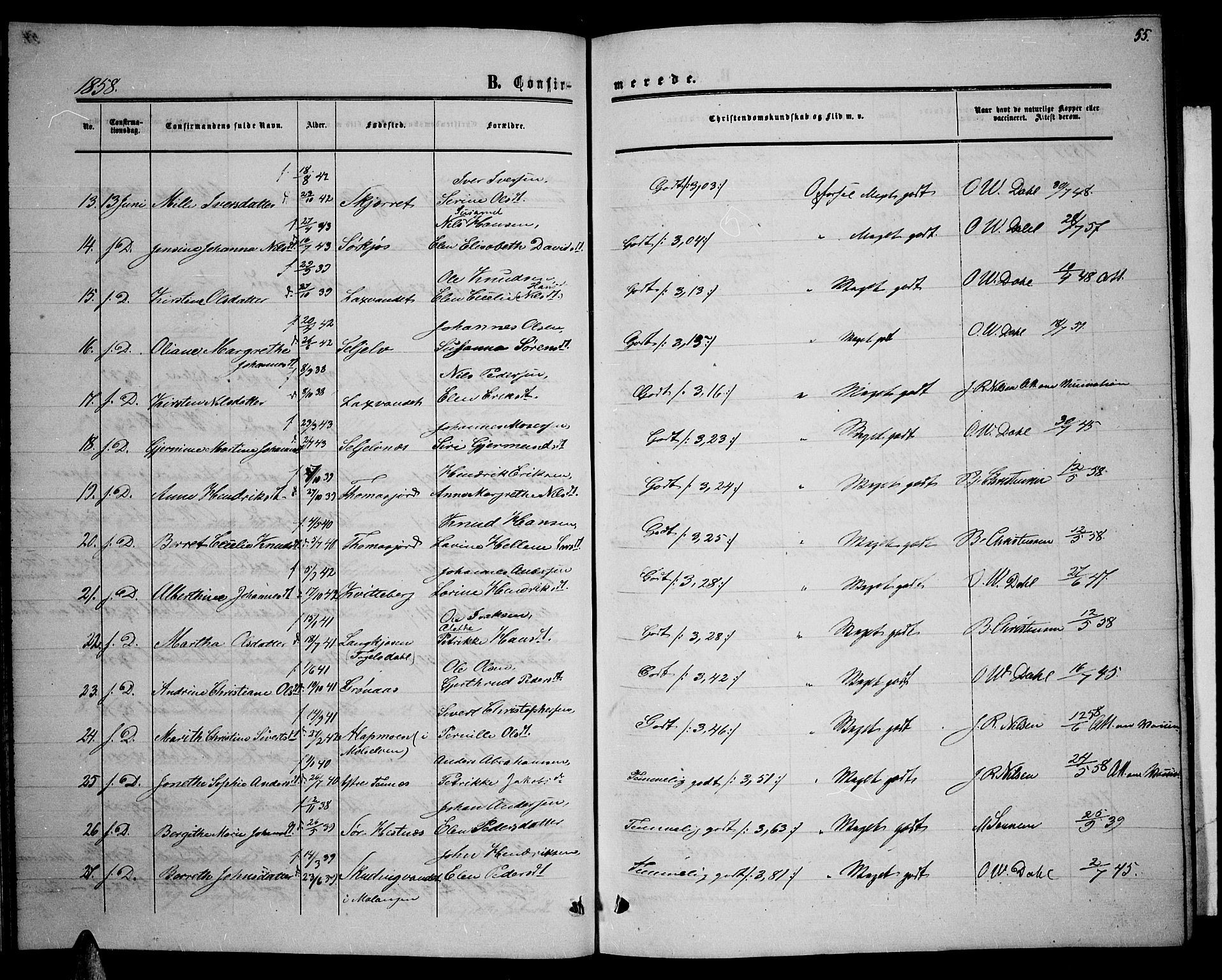 Balsfjord sokneprestembete, SATØ/S-1303/G/Ga/L0005klokker: Parish register (copy) no. 5, 1856-1862, p. 55