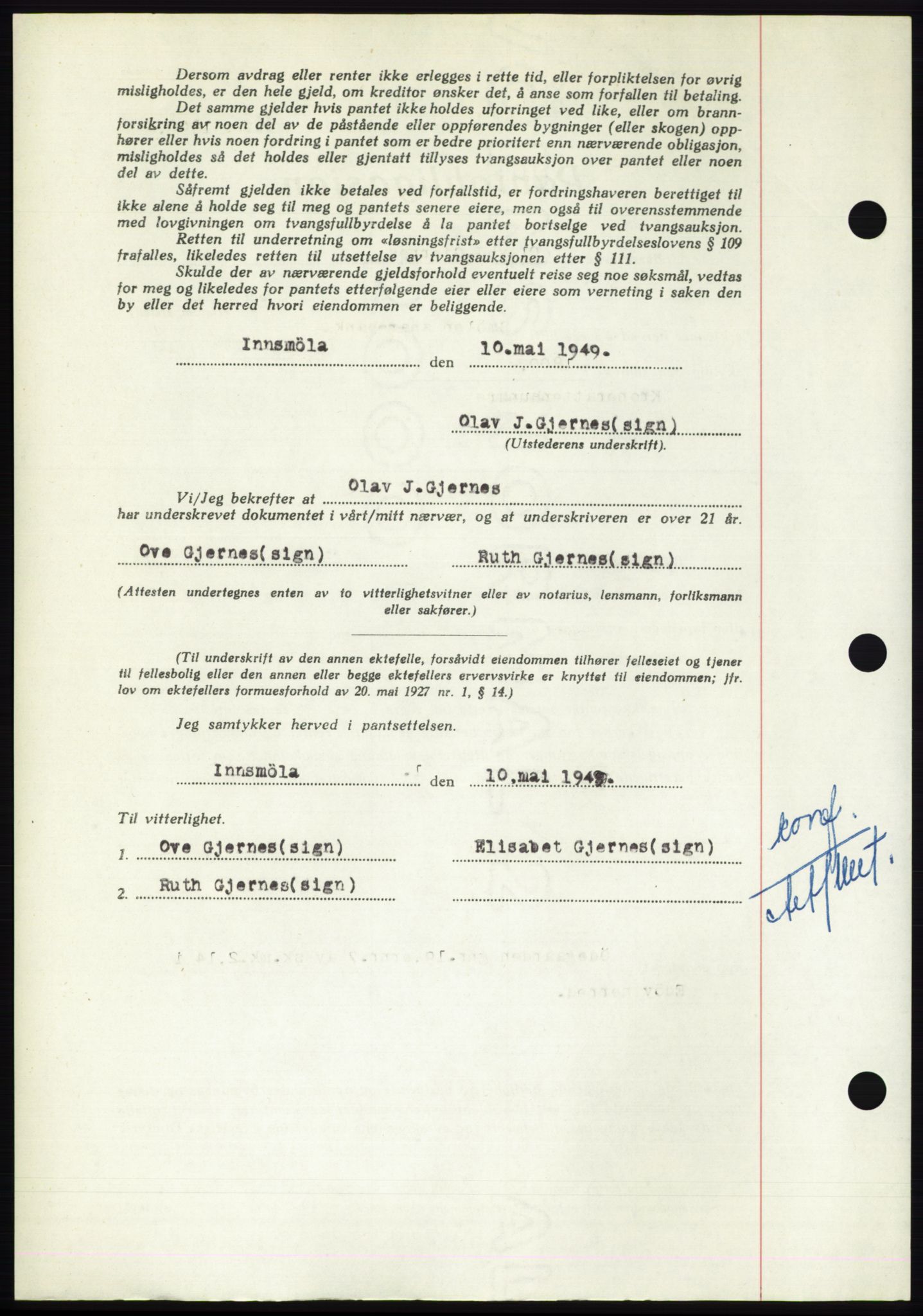 Nordmøre sorenskriveri, AV/SAT-A-4132/1/2/2Ca: Mortgage book no. B102, 1949-1949, Diary no: : 2028/1949