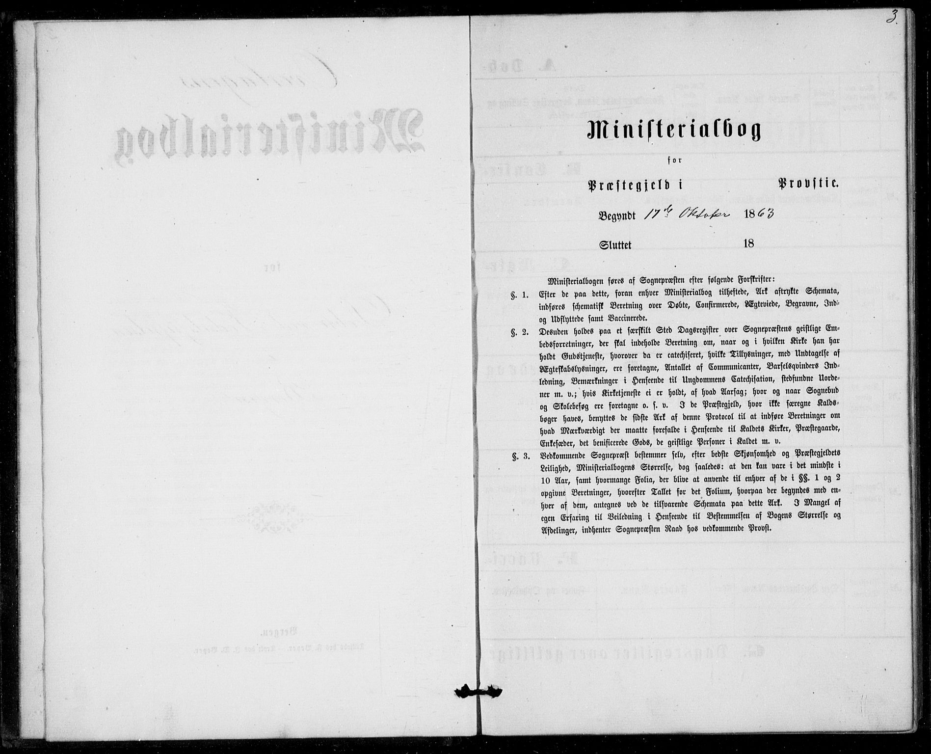 Fødselsstiftelsens sokneprestembete, ført av overlegen*, SAB/-: Parish register (official) no. A 1, 1863-1883, p. 3