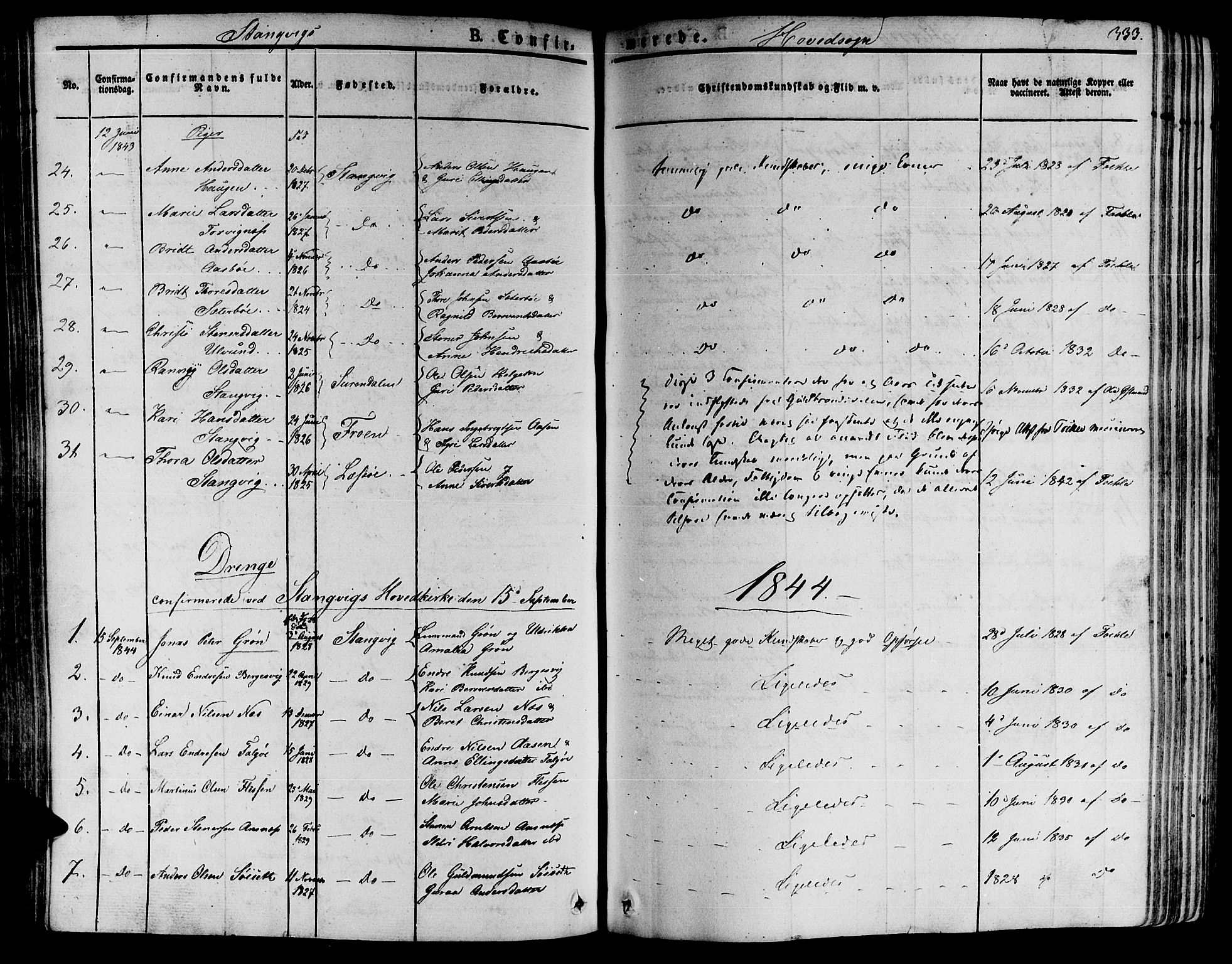 Ministerialprotokoller, klokkerbøker og fødselsregistre - Møre og Romsdal, AV/SAT-A-1454/592/L1024: Parish register (official) no. 592A03 /1, 1831-1849, p. 333