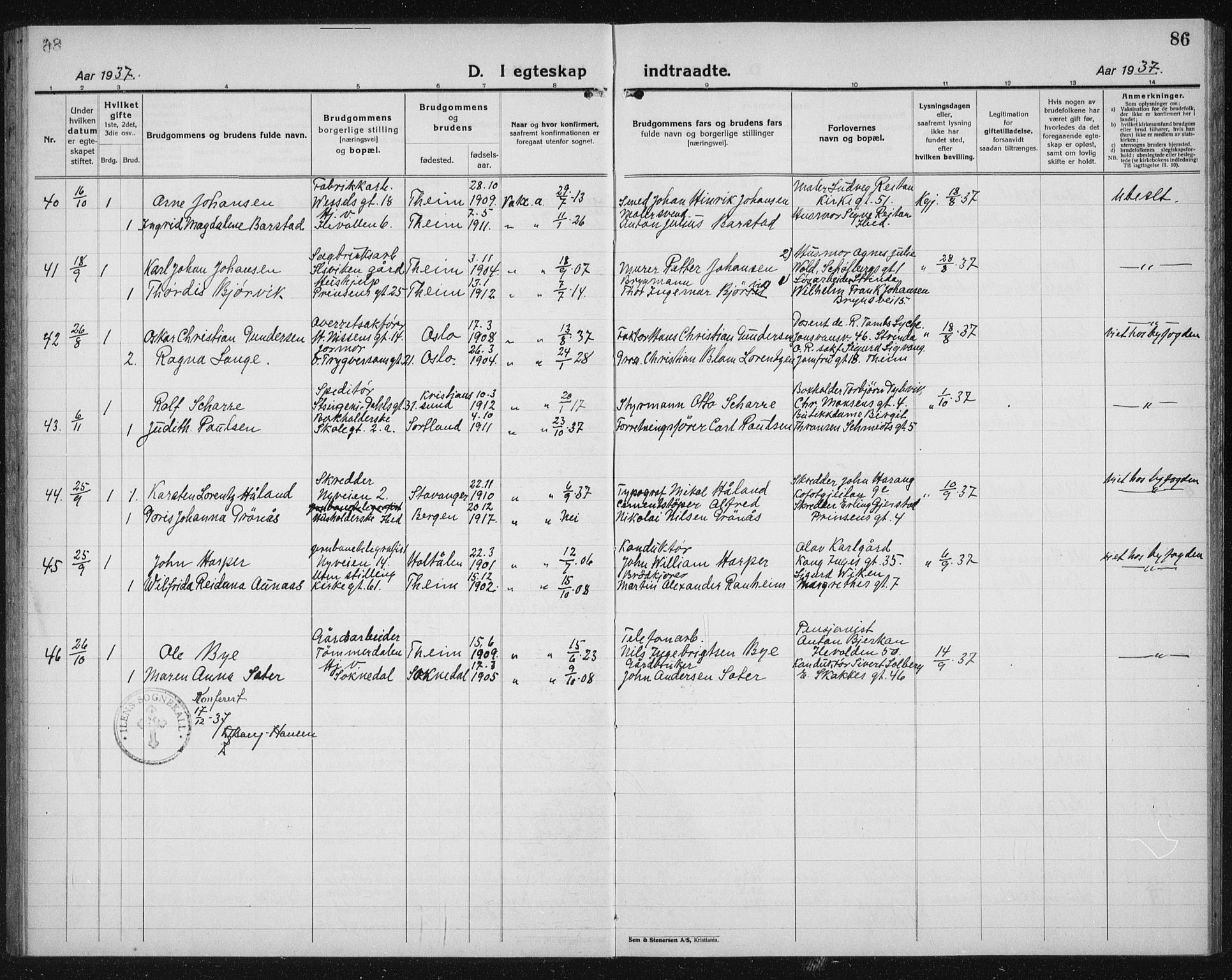 Ministerialprotokoller, klokkerbøker og fødselsregistre - Sør-Trøndelag, SAT/A-1456/603/L0176: Parish register (copy) no. 603C04, 1923-1941, p. 86