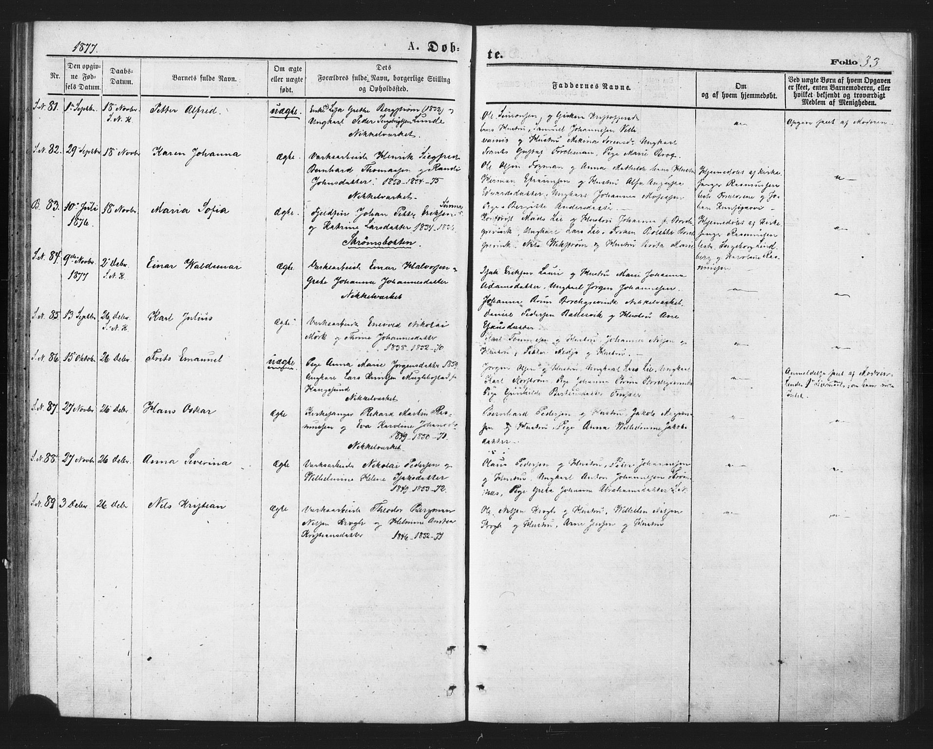 Berg sokneprestkontor, AV/SATØ-S-1318/G/Ga/Gaa/L0003kirke: Parish register (official) no. 3, 1872-1879, p. 33