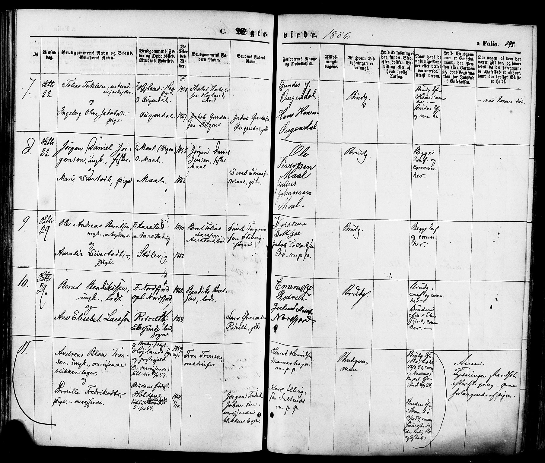 Sokndal sokneprestkontor, SAST/A-101808: Parish register (official) no. A 10, 1874-1886, p. 297