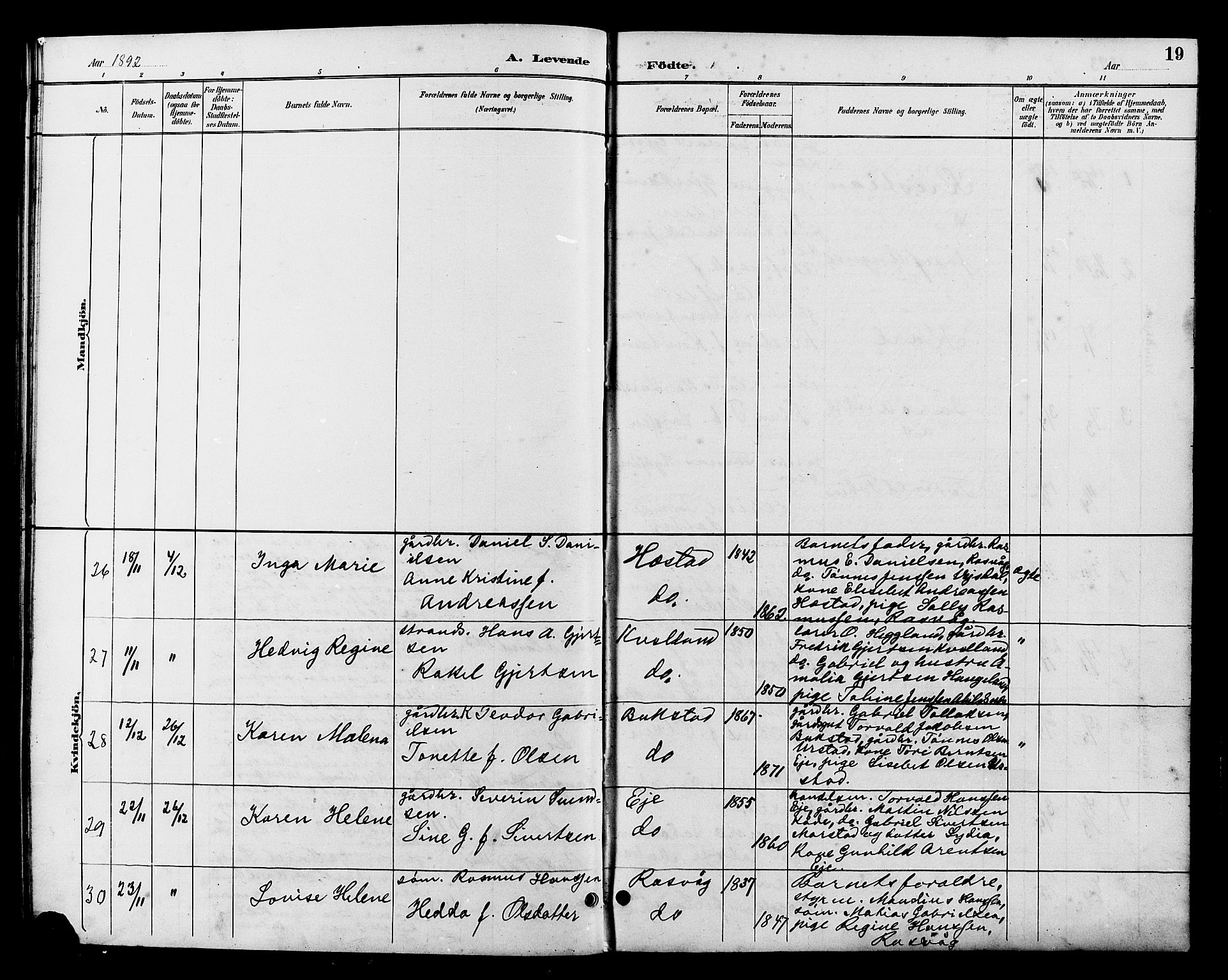 Flekkefjord sokneprestkontor, AV/SAK-1111-0012/F/Fb/Fbb/L0004: Parish register (copy) no. B 4, 1889-1907, p. 19