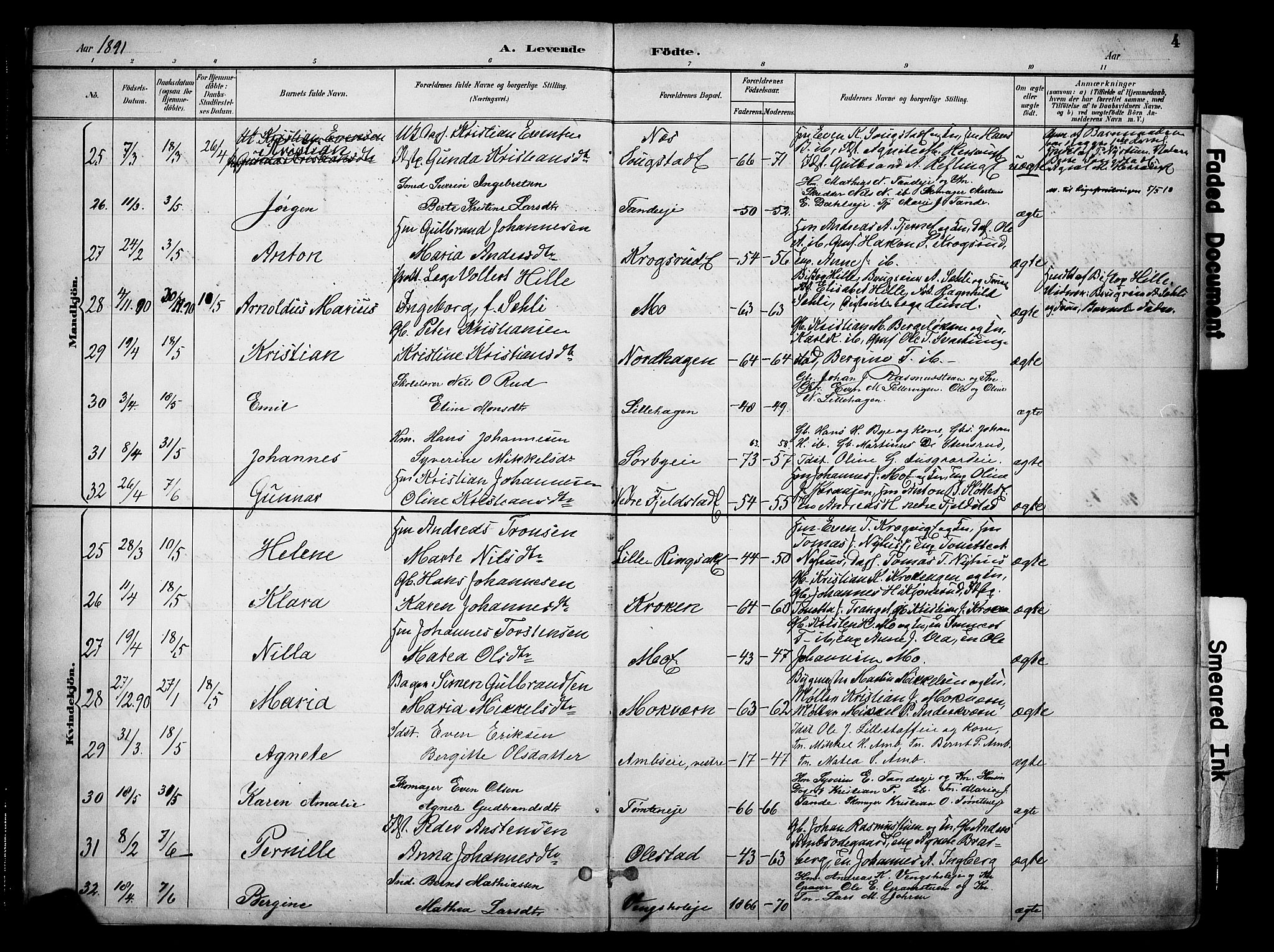 Ringsaker prestekontor, SAH/PREST-014/K/Ka/L0017: Parish register (official) no. 17, 1891-1902, p. 4