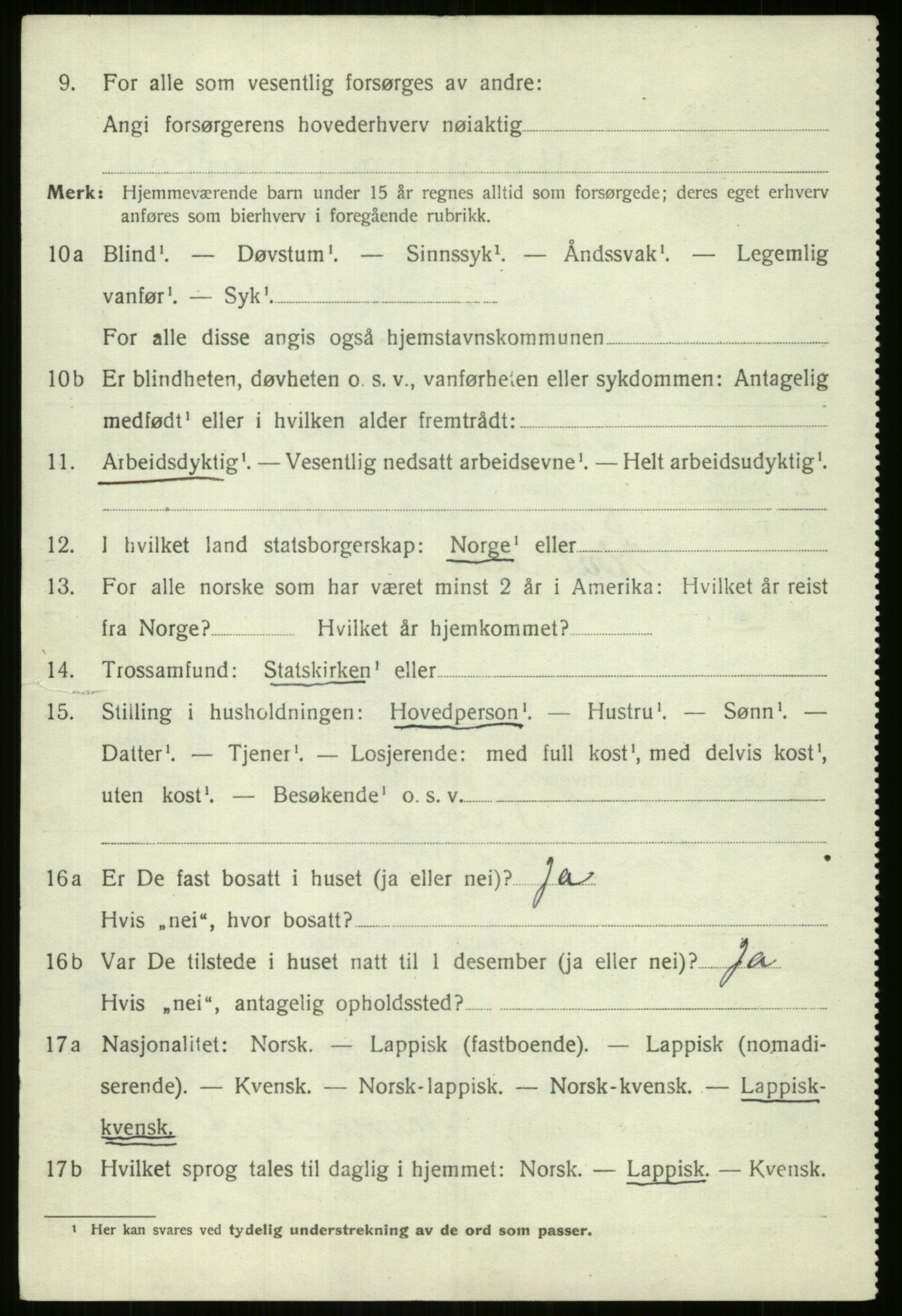 SATØ, 1920 census for Kvænangen, 1920, p. 3083