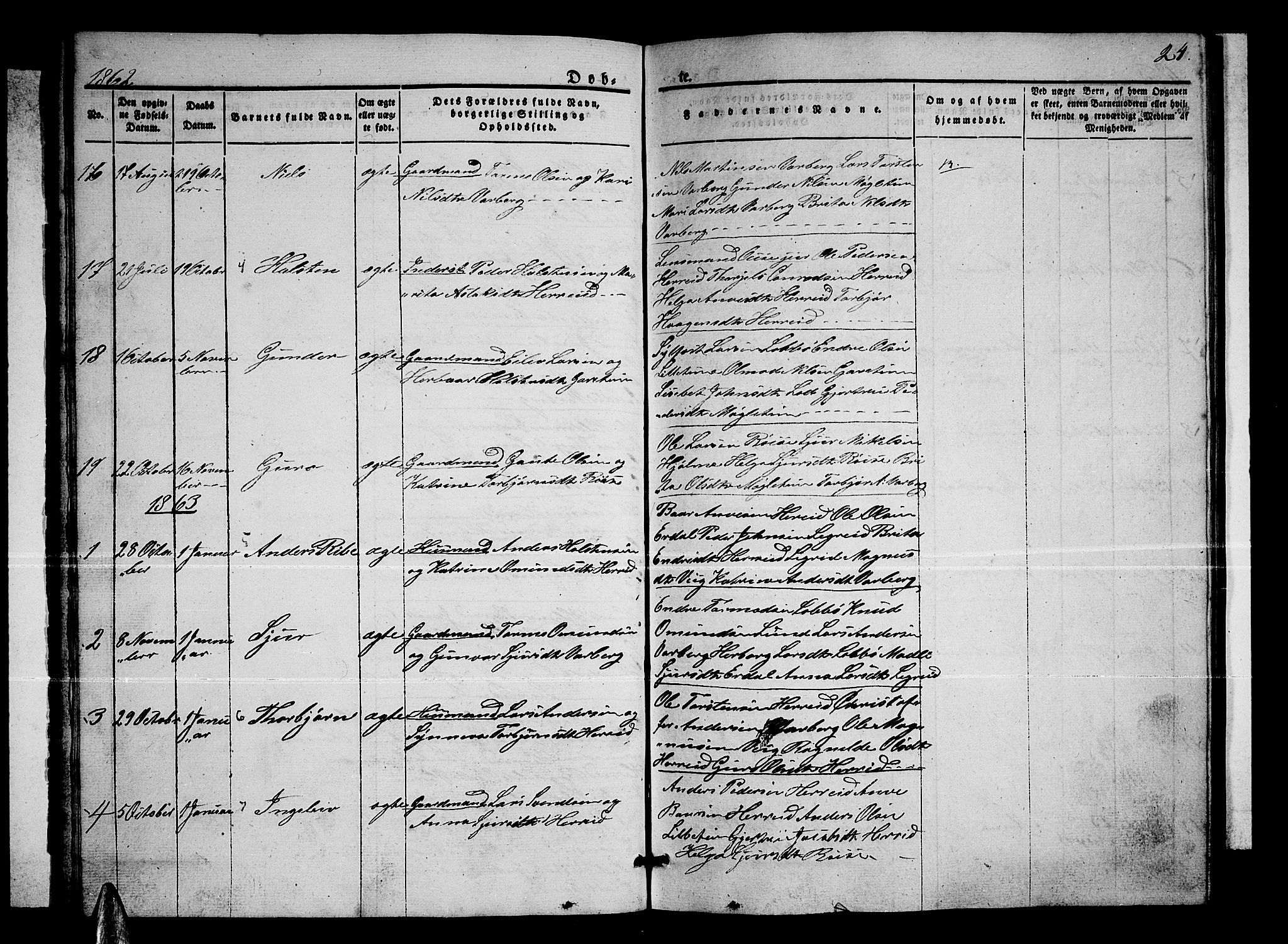 Ullensvang sokneprestembete, SAB/A-78701/H/Hab: Parish register (copy) no. C 1, 1855-1871, p. 24