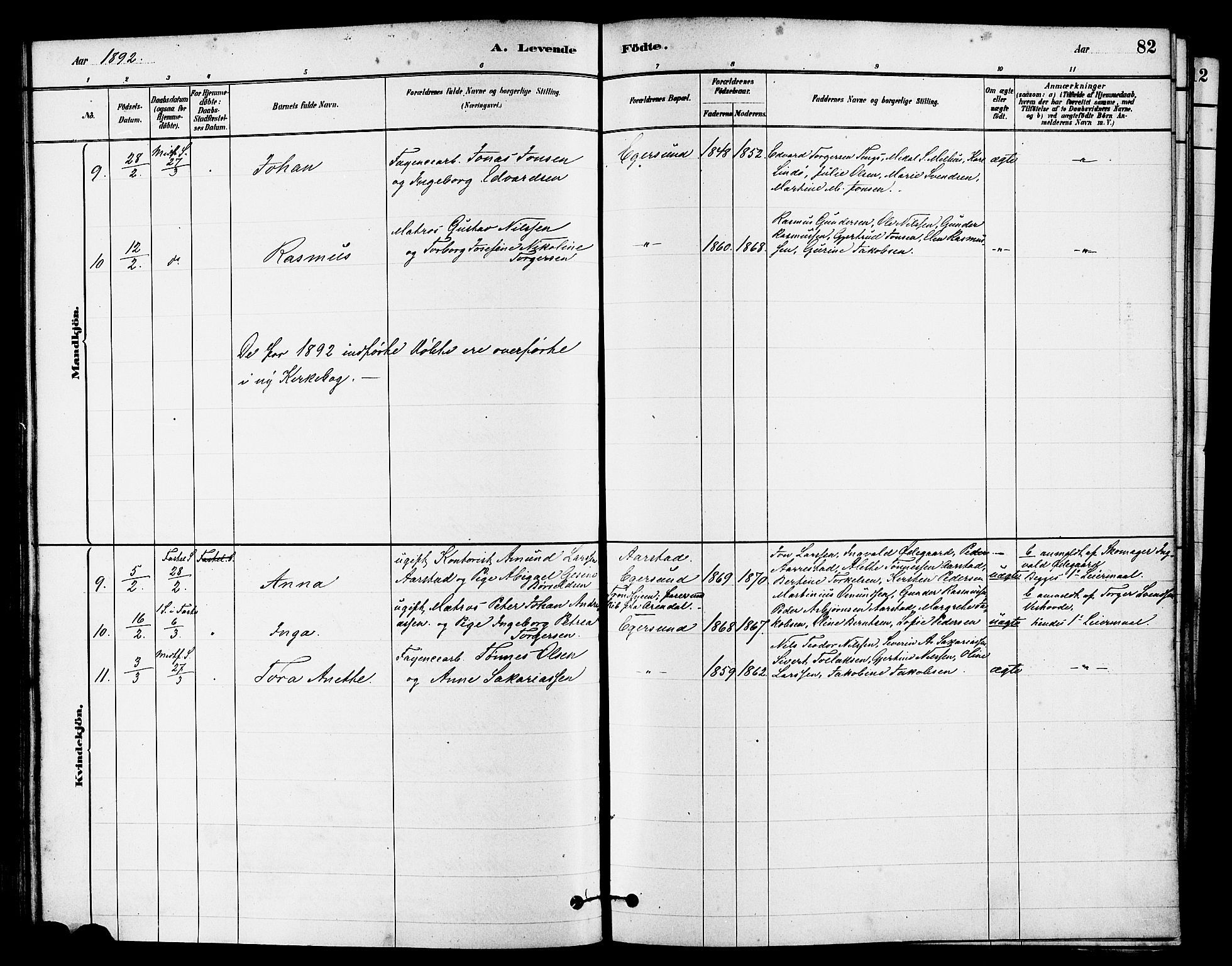 Eigersund sokneprestkontor, AV/SAST-A-101807/S08/L0015: Parish register (official) no. A 15, 1879-1892, p. 82