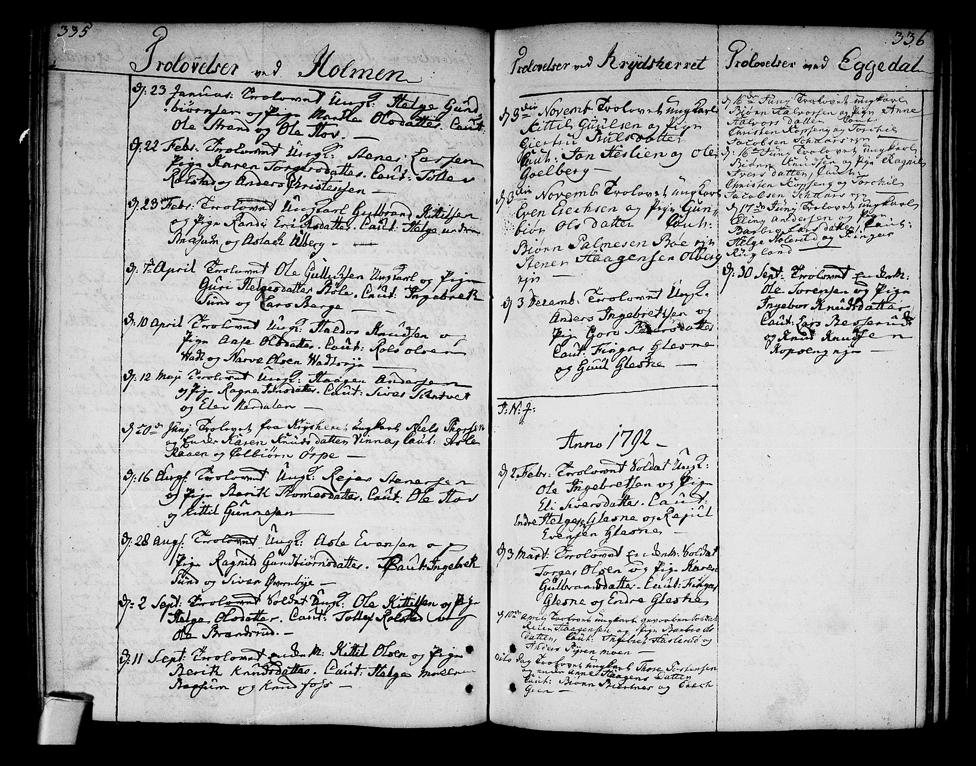 Sigdal kirkebøker, SAKO/A-245/F/Fa/L0002: Parish register (official) no. I 2, 1778-1792, p. 335-336