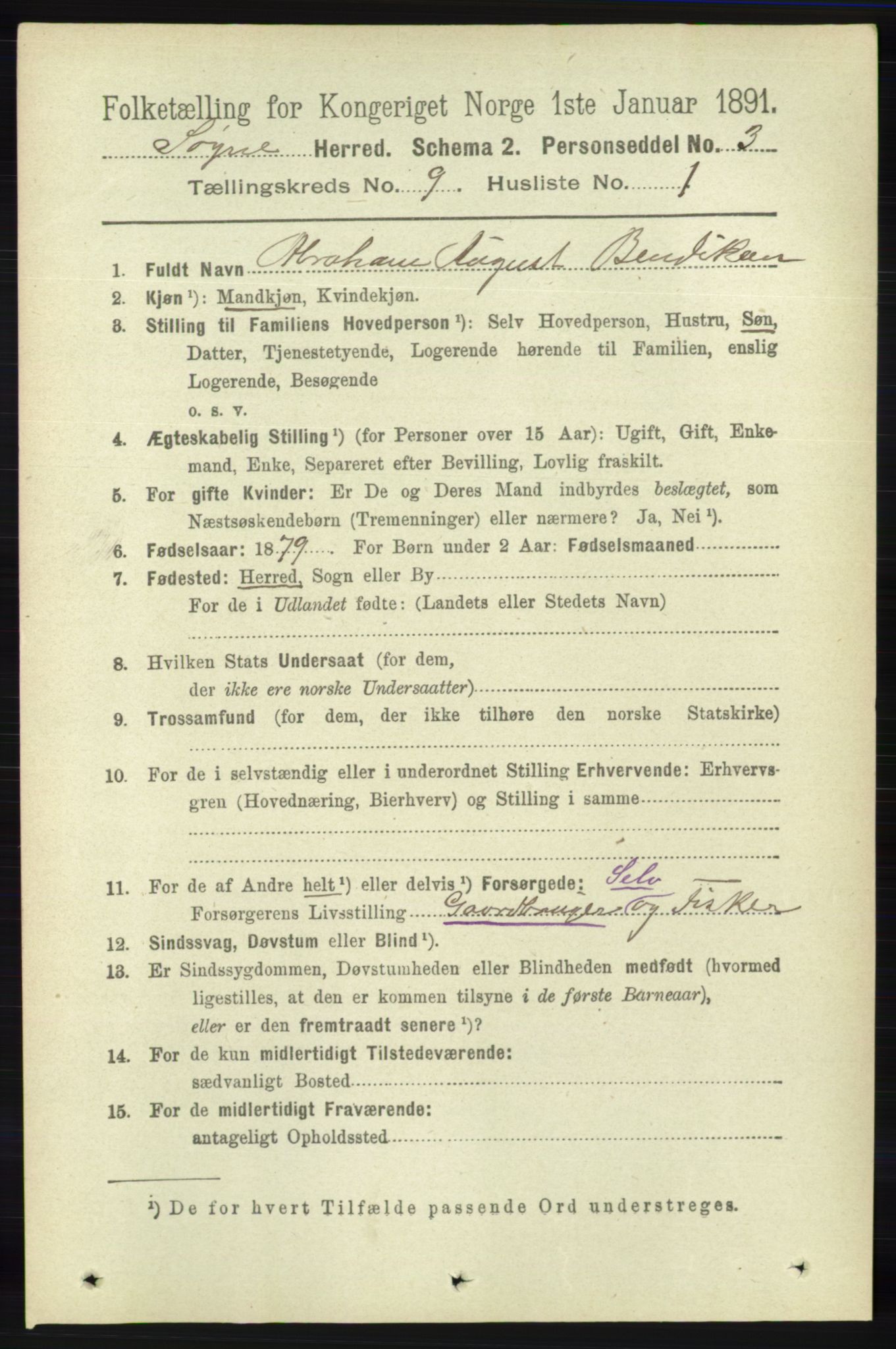 RA, 1891 census for 1018 Søgne, 1891, p. 2526