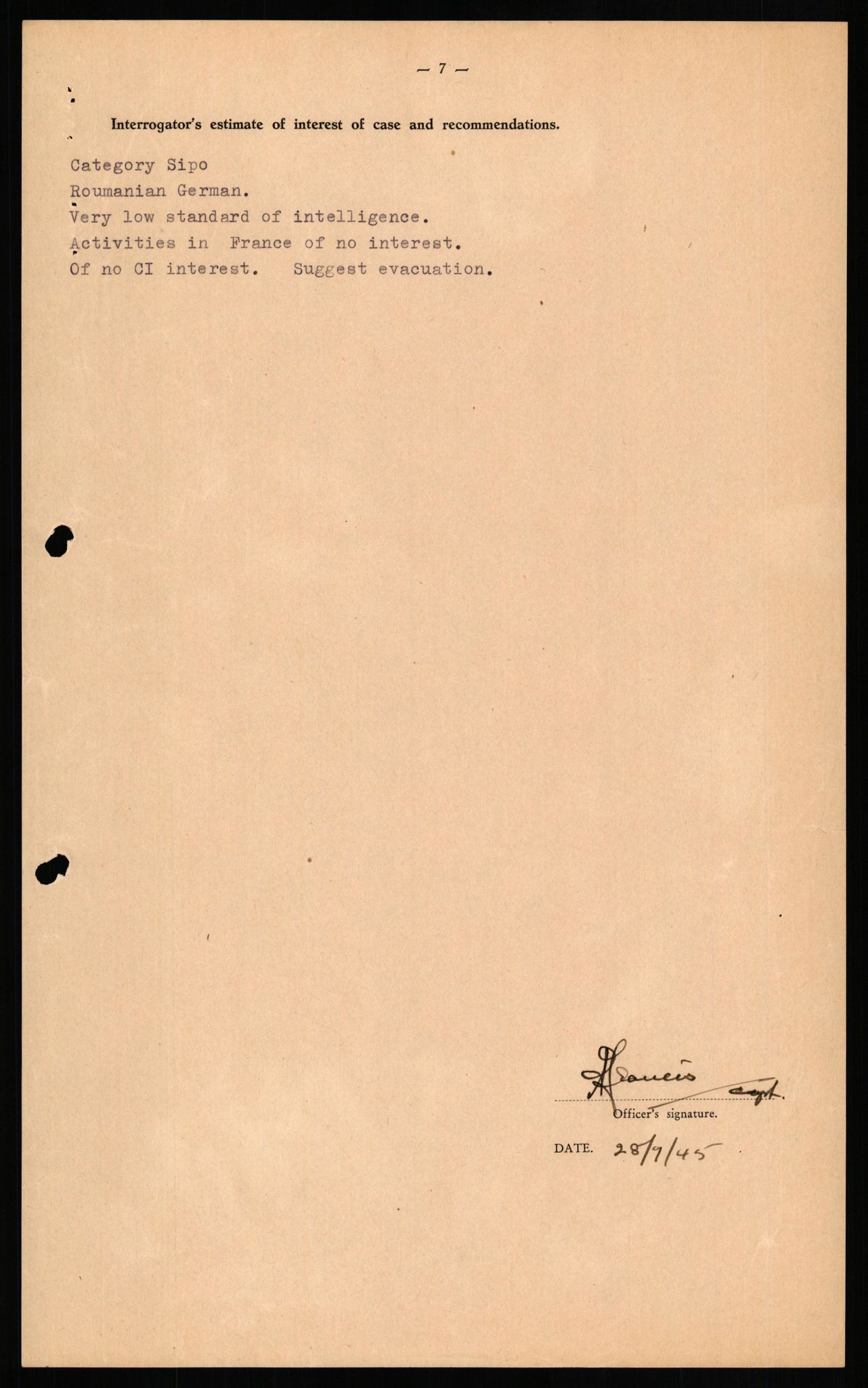 Forsvaret, Forsvarets overkommando II, AV/RA-RAFA-3915/D/Db/L0016: CI Questionaires. Tyske okkupasjonsstyrker i Norge. Tyskere., 1945-1946, p. 766