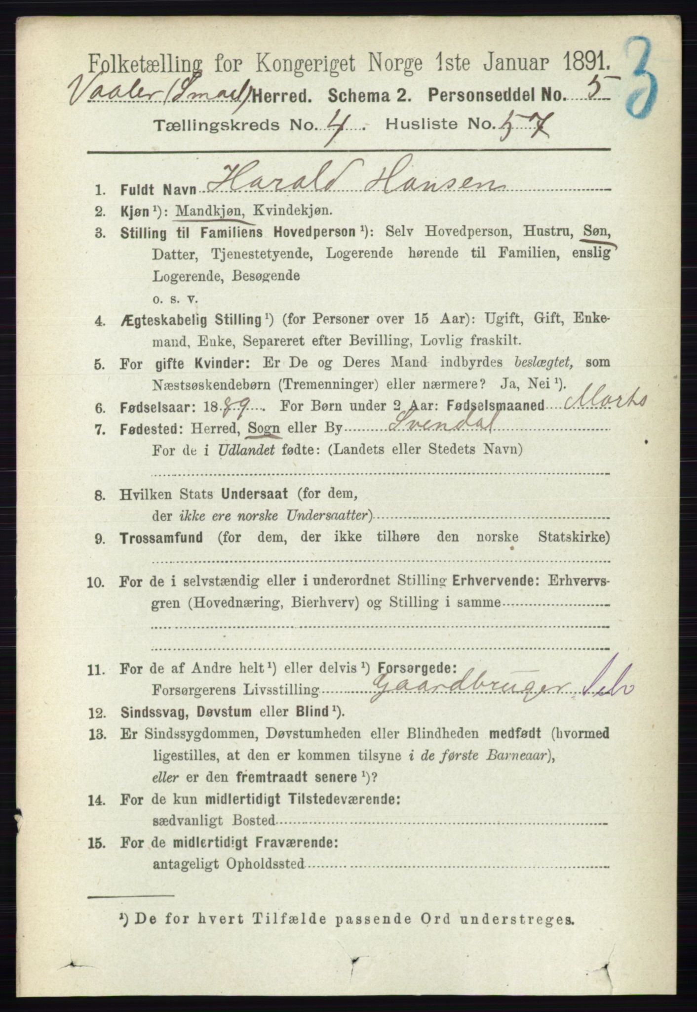 RA, 1891 census for 0137 Våler, 1891, p. 1917