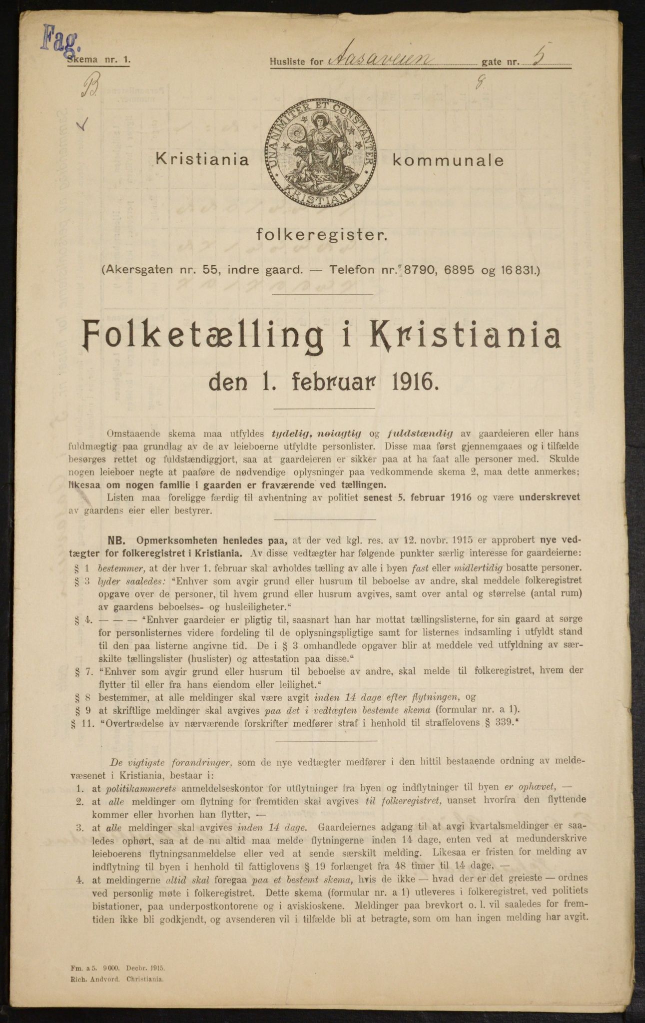 OBA, Municipal Census 1916 for Kristiania, 1916, p. 134623