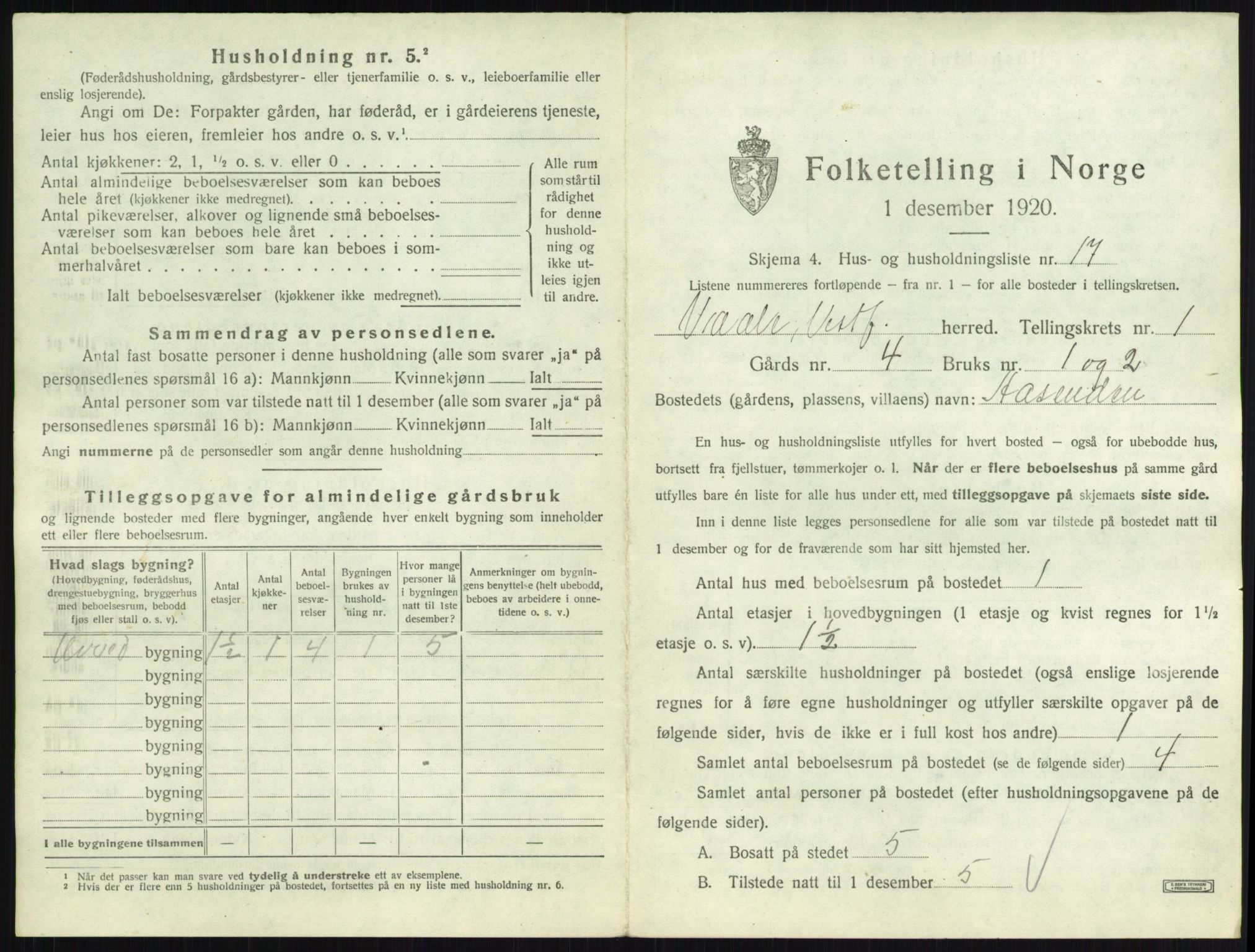 SAKO, 1920 census for Våle, 1920, p. 79