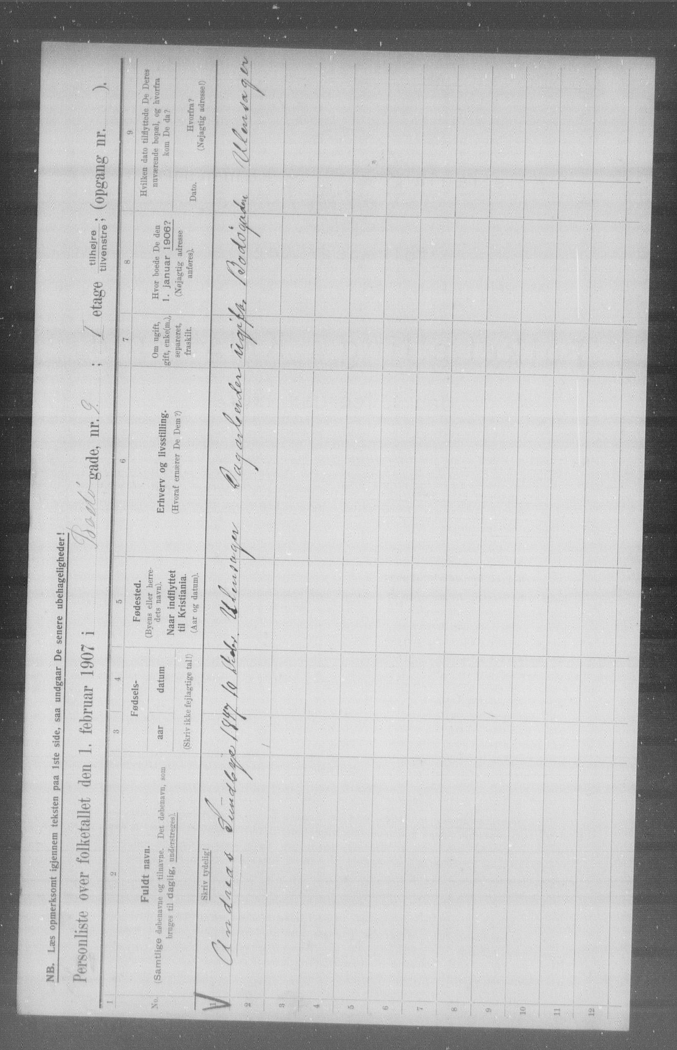 OBA, Municipal Census 1907 for Kristiania, 1907, p. 3542