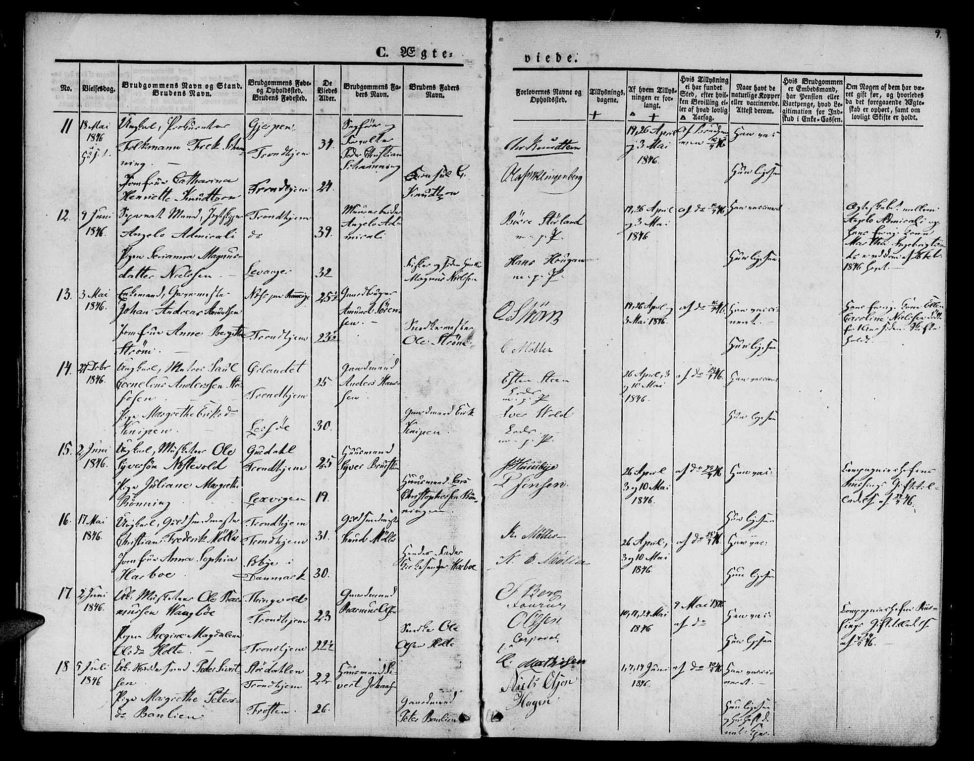 Ministerialprotokoller, klokkerbøker og fødselsregistre - Sør-Trøndelag, AV/SAT-A-1456/602/L0111: Parish register (official) no. 602A09, 1844-1867, p. 9