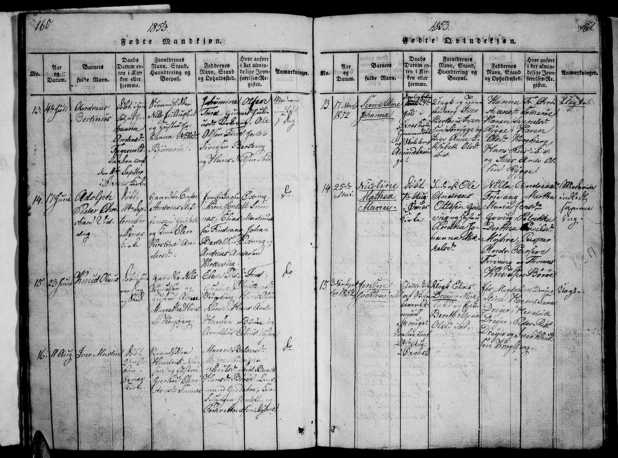 Ministerialprotokoller, klokkerbøker og fødselsregistre - Nordland, AV/SAT-A-1459/893/L1346: Parish register (copy) no. 893C01, 1820-1858, p. 160-161