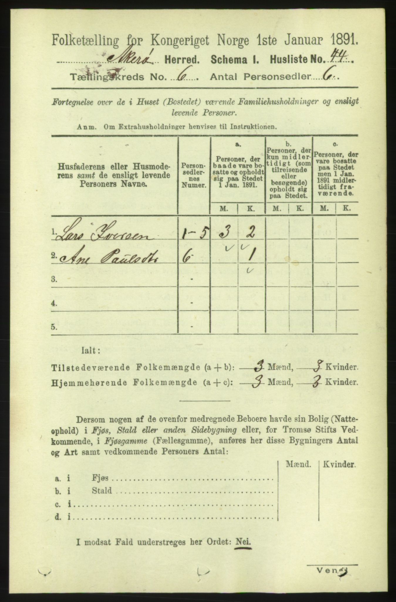 RA, 1891 census for 1545 Aukra, 1891, p. 2536