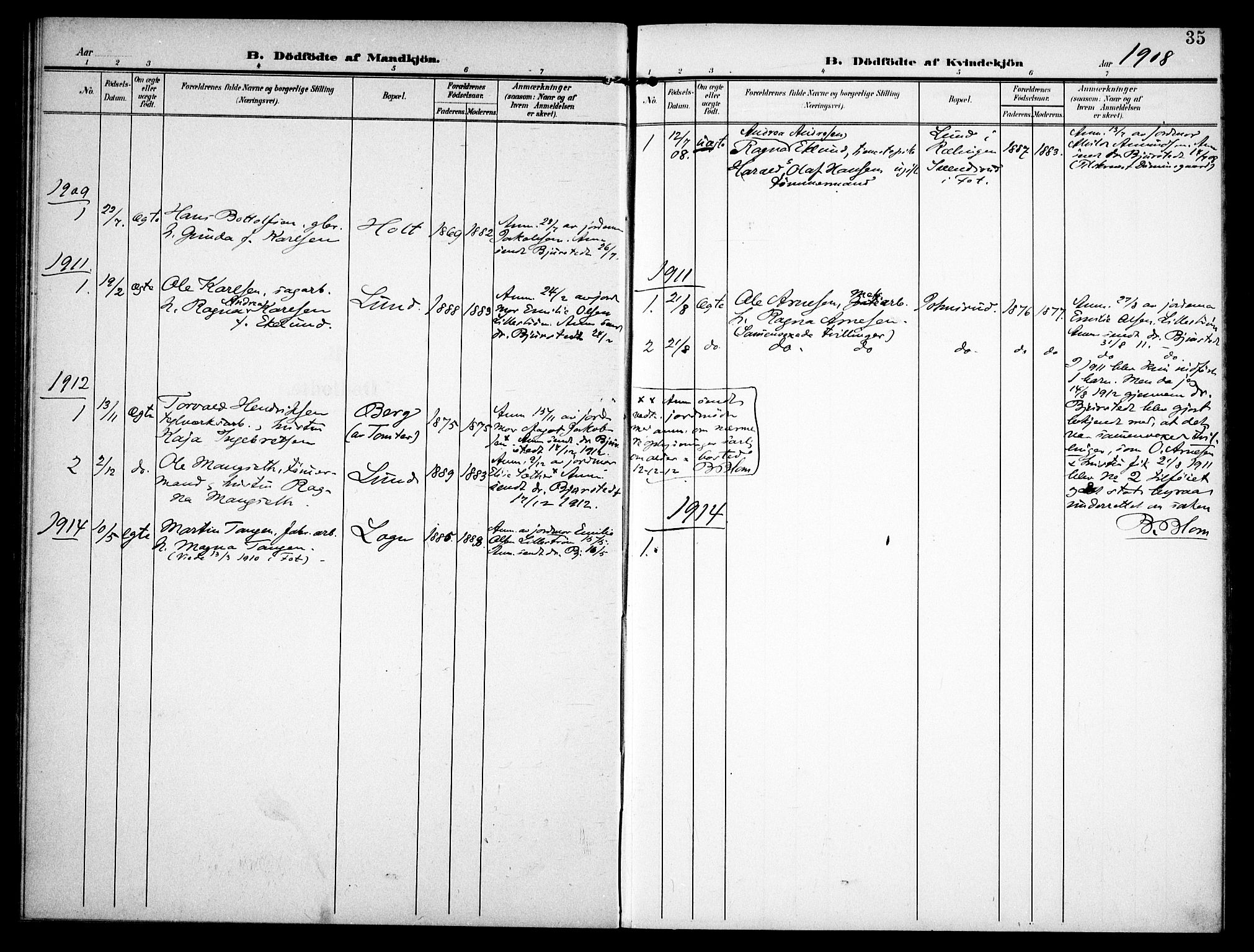 Fet prestekontor Kirkebøker, AV/SAO-A-10370a/F/Fb/L0003: Parish register (official) no. II 3, 1905-1914, p. 35