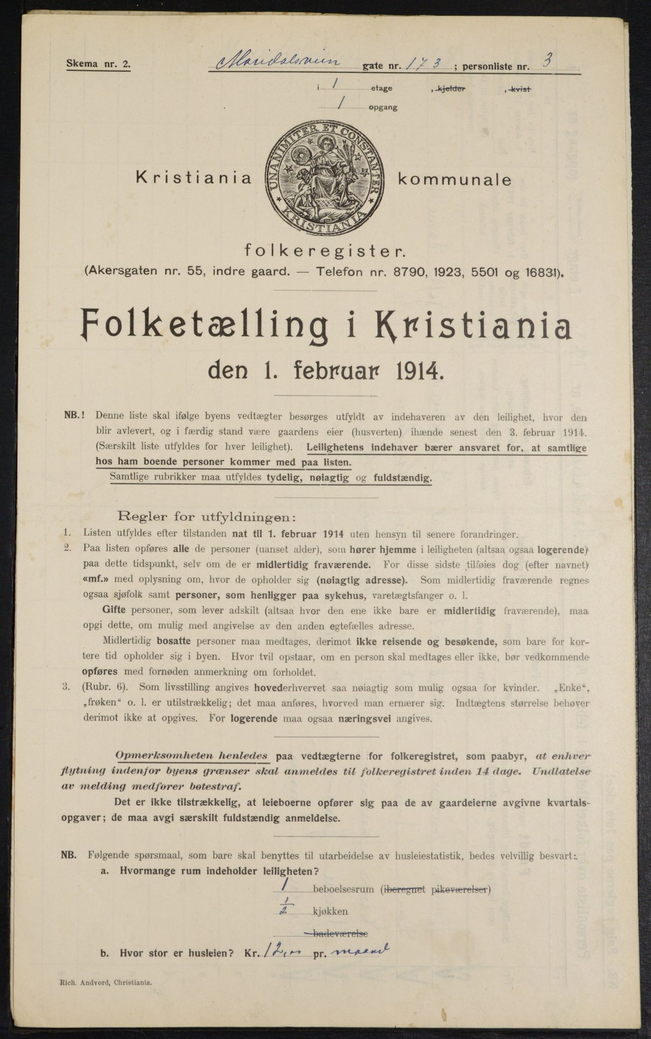 OBA, Municipal Census 1914 for Kristiania, 1914, p. 62270