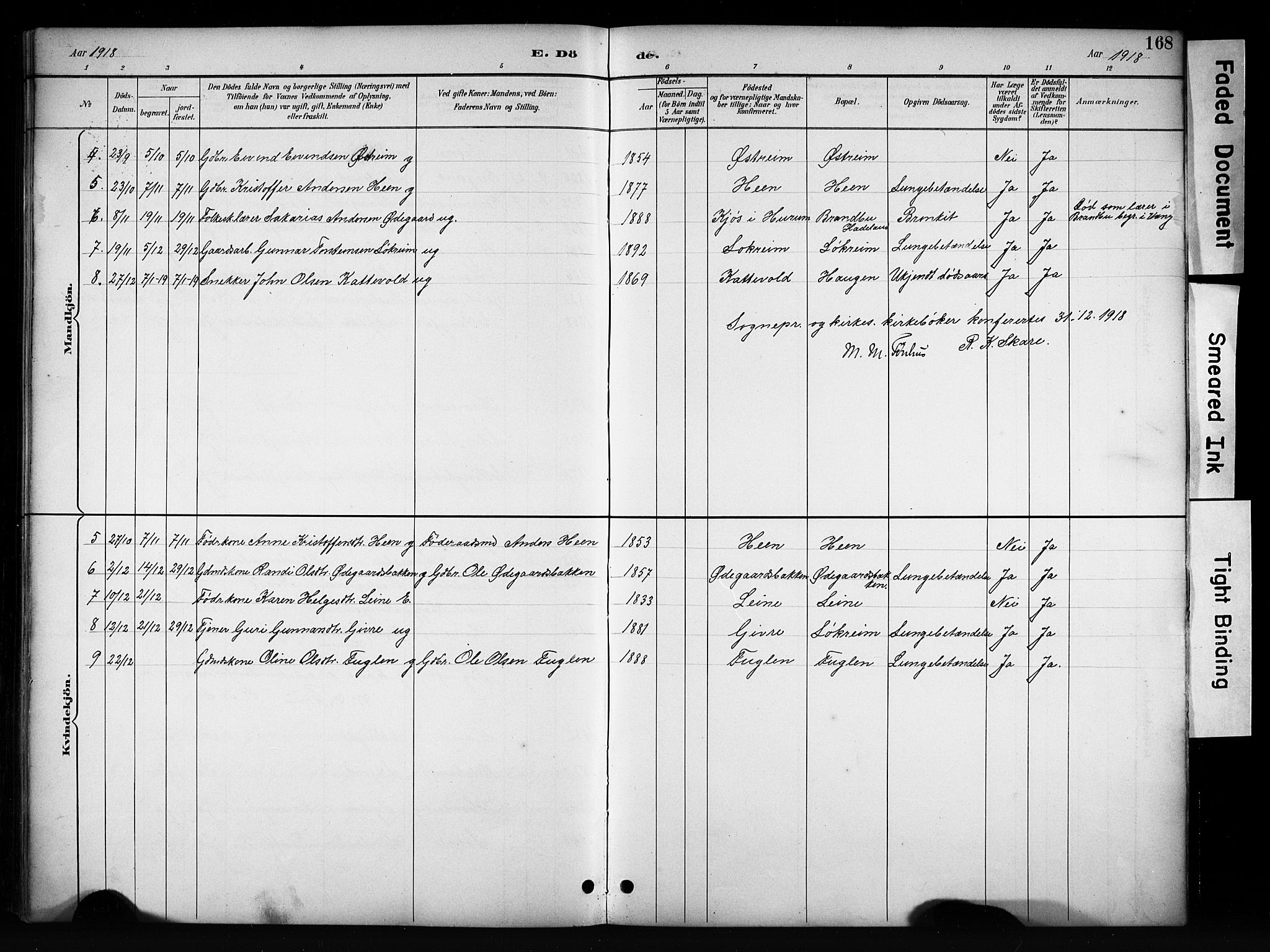 Vang prestekontor, Valdres, SAH/PREST-140/H/Hb/L0006: Parish register (copy) no. 6, 1893-1918, p. 168