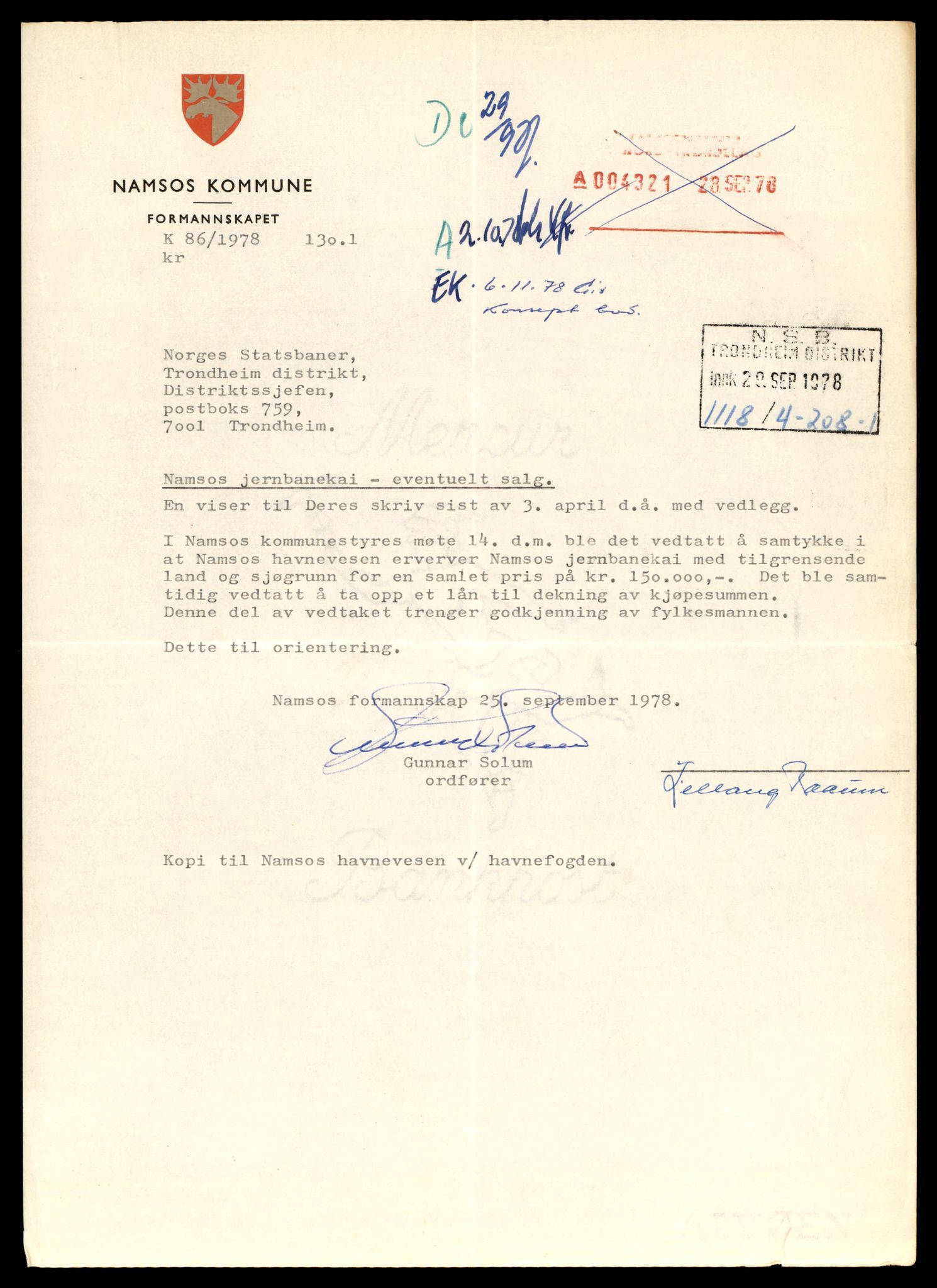 Norges statsbaner (NSB) - Trondheim distrikt, AV/SAT-A-6436/0002/Dd/L0819: --, 1936-1990, p. 1153