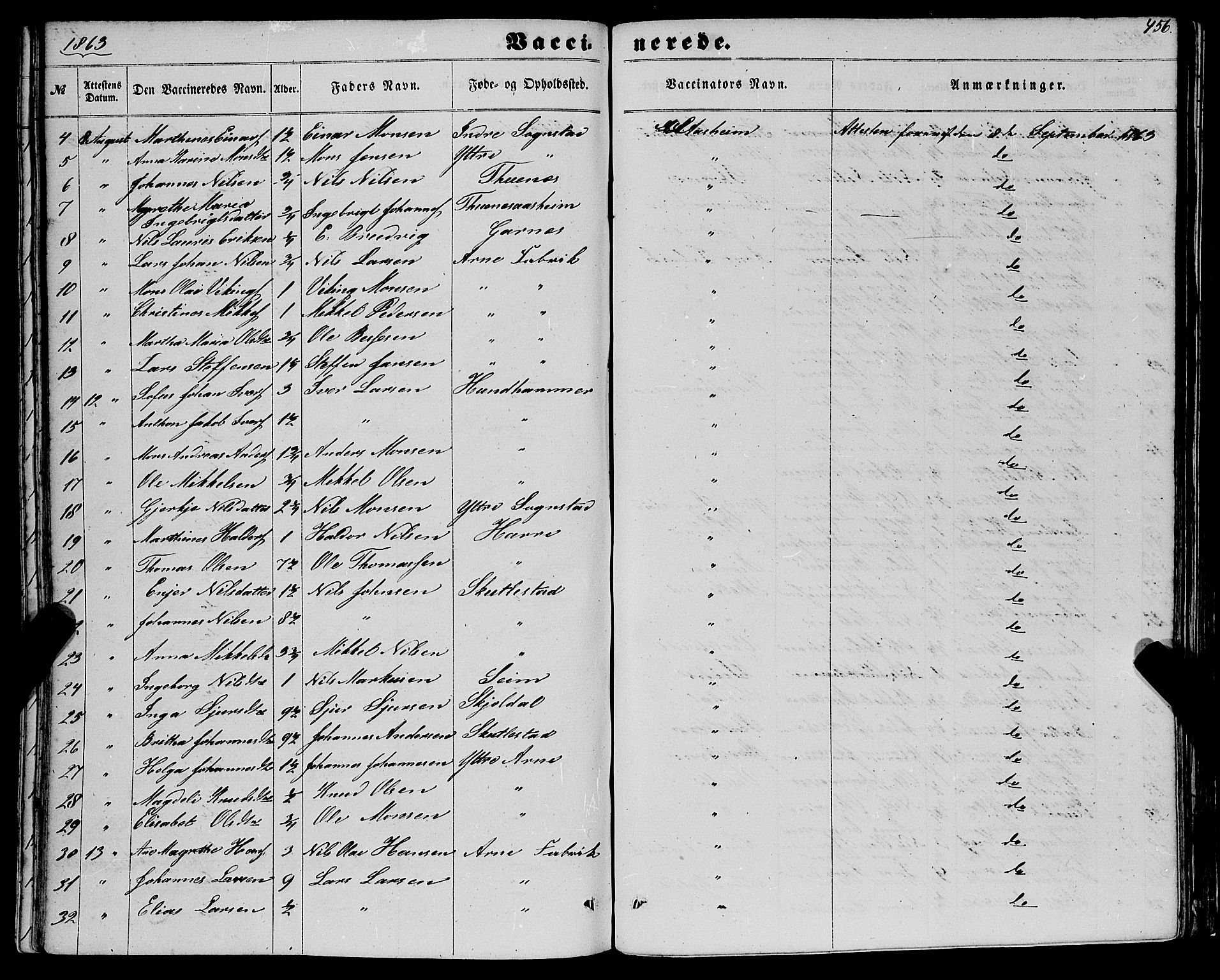 Haus sokneprestembete, AV/SAB-A-75601/H/Haa: Parish register (official) no. A 17, 1858-1870, p. 456