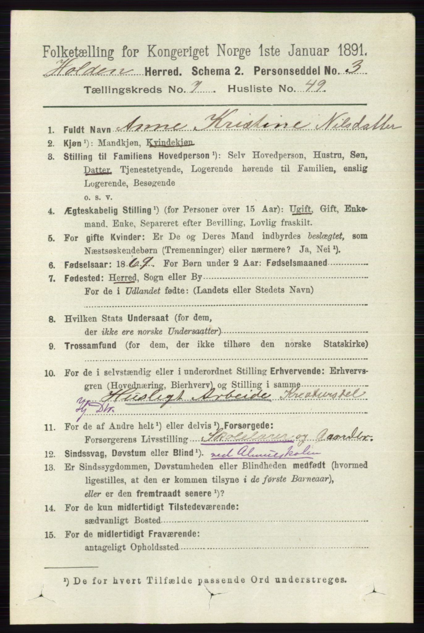 RA, 1891 census for 0819 Holla, 1891, p. 3576