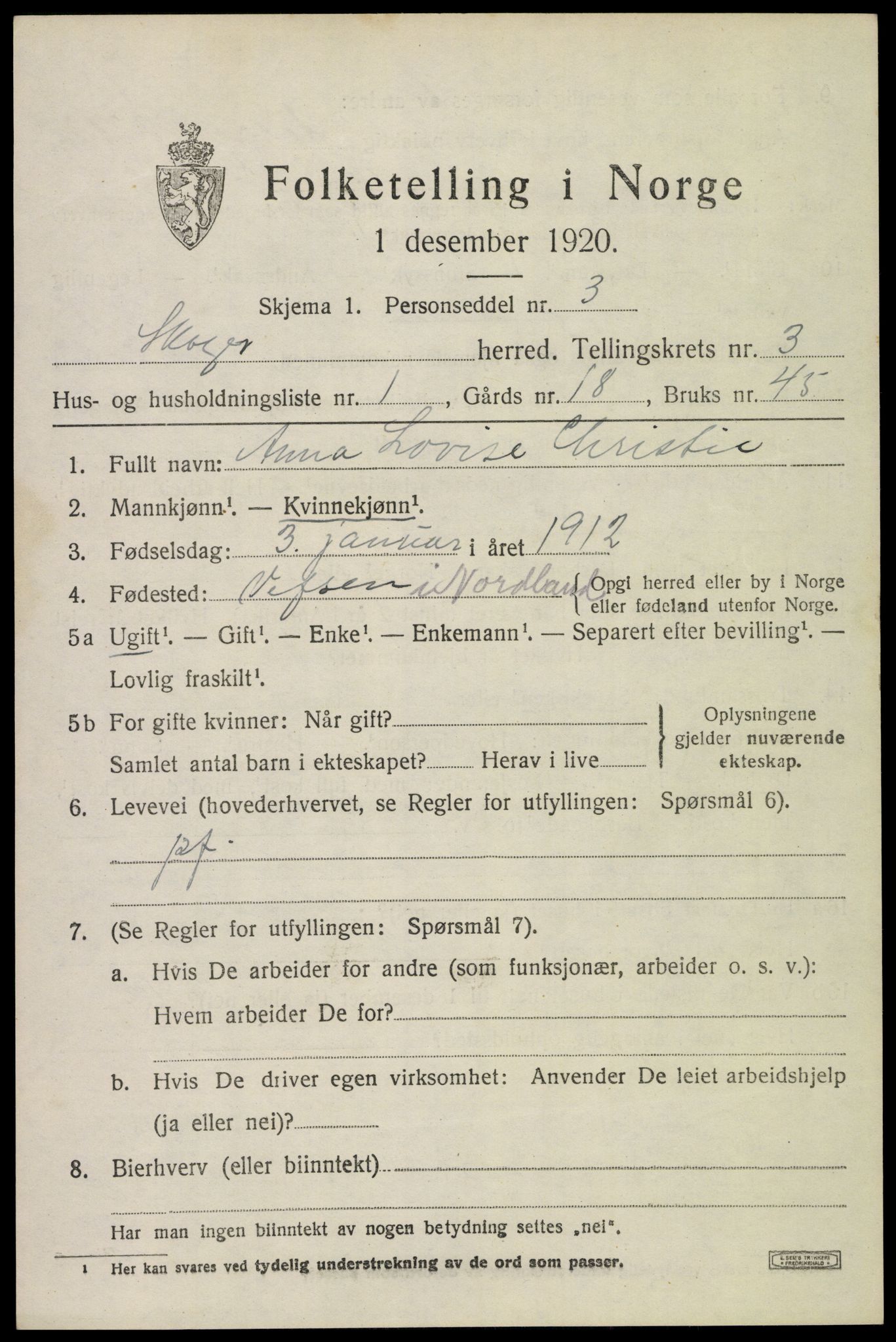 SAKO, 1920 census for Skoger, 1920, p. 7323