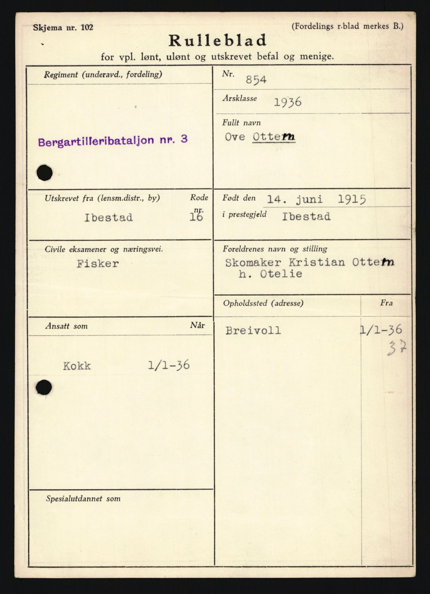 Forsvaret, Troms infanteriregiment nr. 16, AV/RA-RAFA-3146/P/Pa/L0020: Rulleblad for regimentets menige mannskaper, årsklasse 1936, 1936, p. 1068