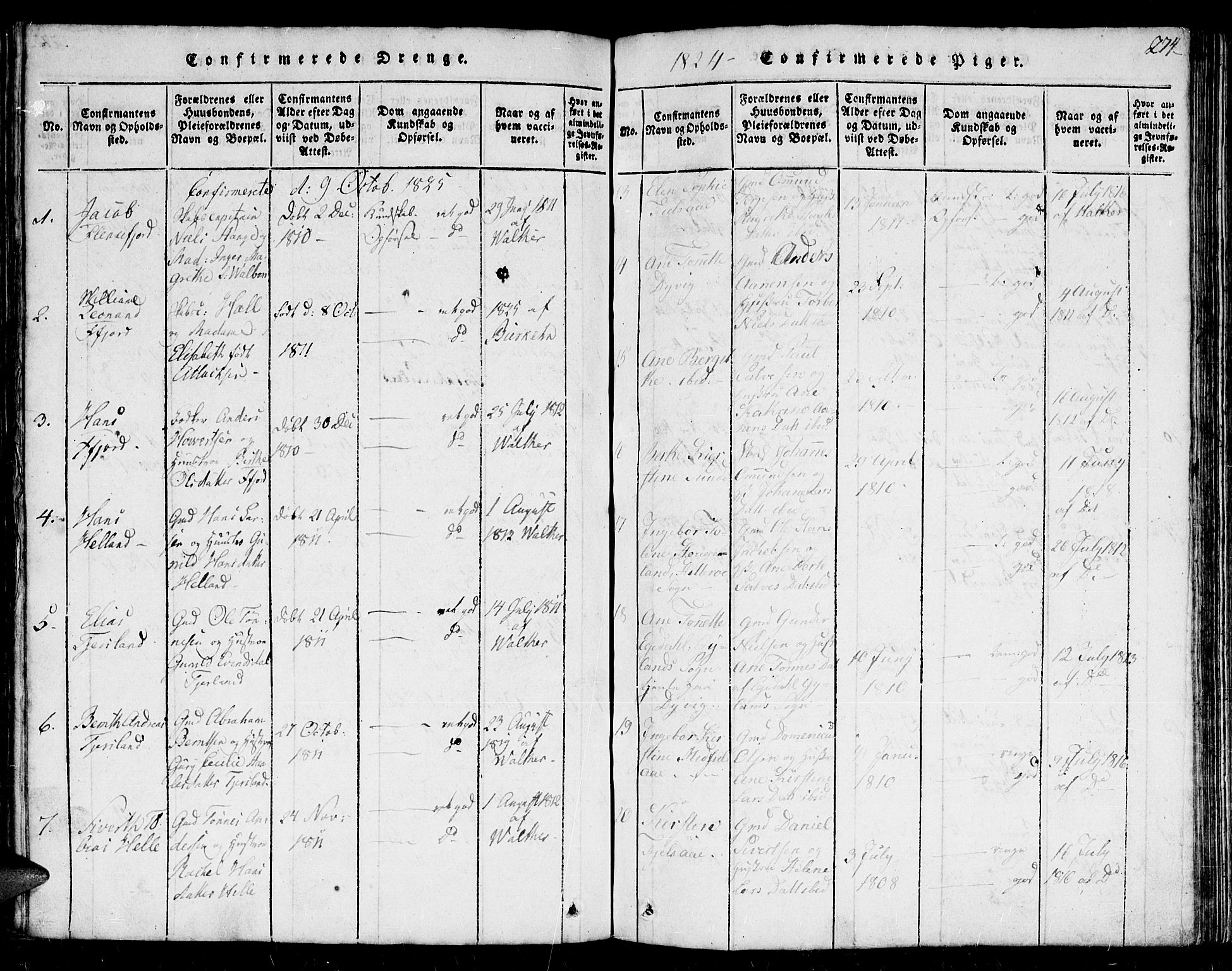 Flekkefjord sokneprestkontor, SAK/1111-0012/F/Fb/Fbc/L0003: Parish register (copy) no. B 3, 1815-1826, p. 274