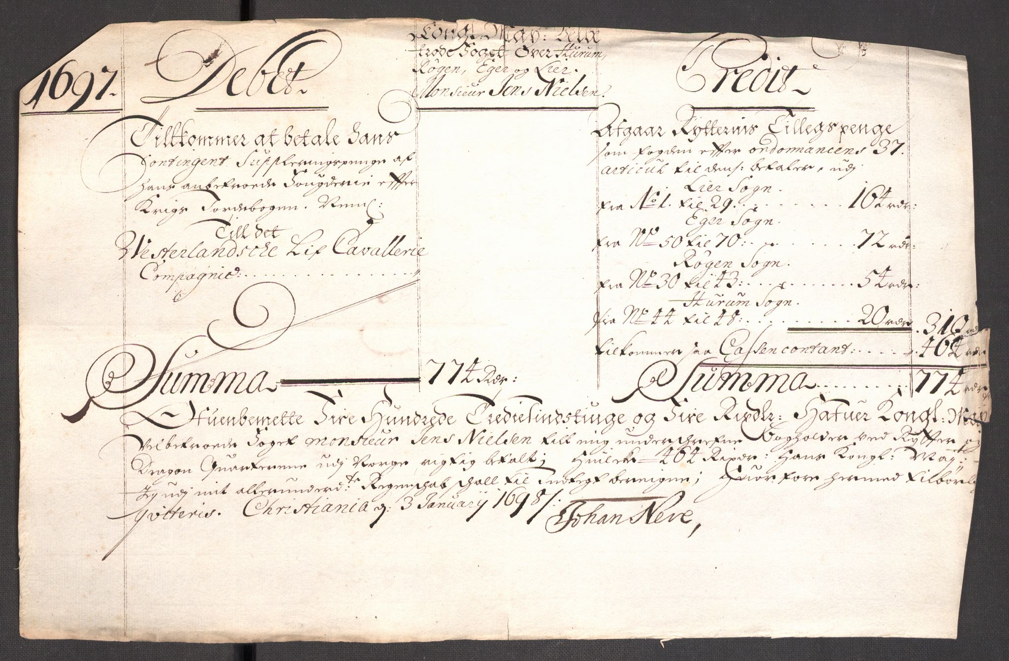 Rentekammeret inntil 1814, Reviderte regnskaper, Fogderegnskap, RA/EA-4092/R30/L1695: Fogderegnskap Hurum, Røyken, Eiker og Lier, 1697, p. 131