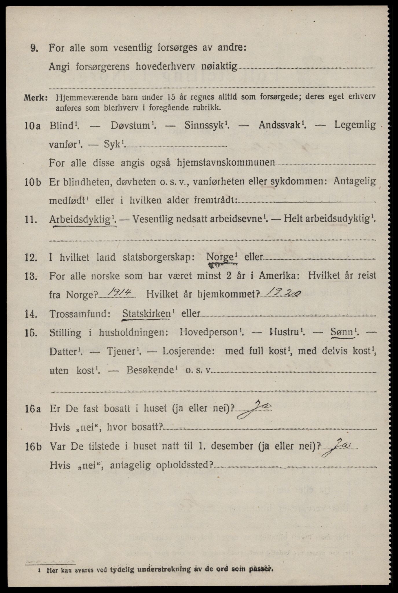 SAST, 1920 census for Helleland, 1920, p. 426