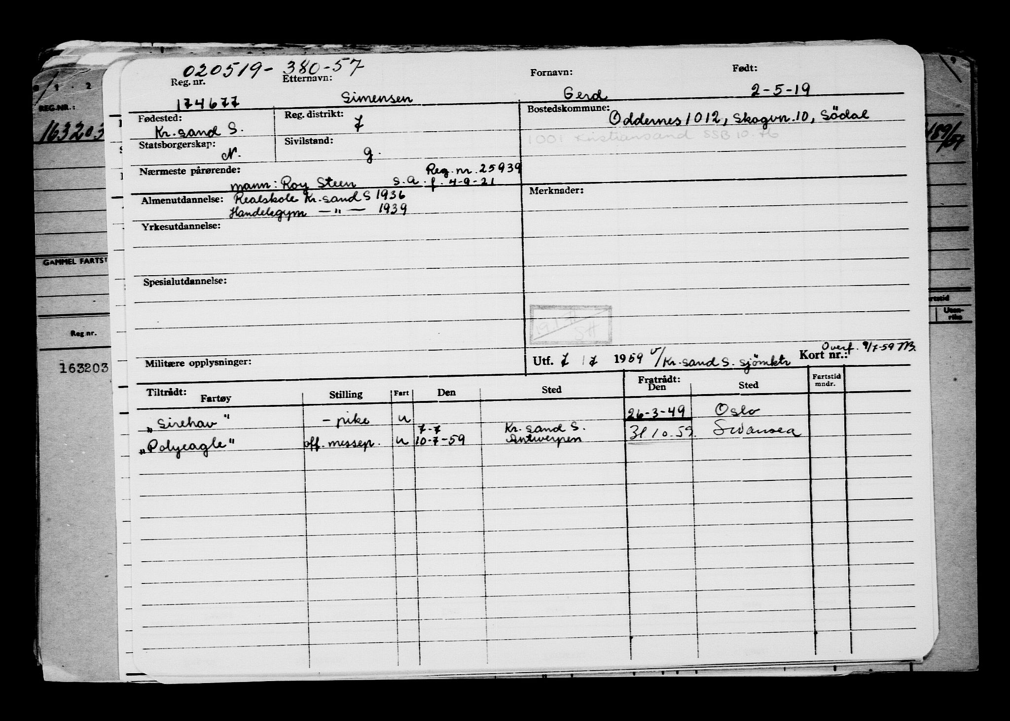 Direktoratet for sjømenn, AV/RA-S-3545/G/Gb/L0168: Hovedkort, 1919, p. 395