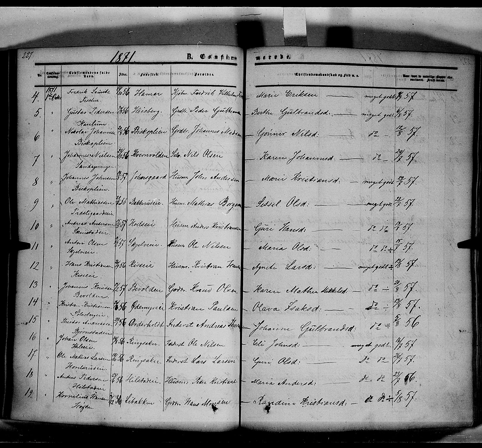 Nes prestekontor, Hedmark, SAH/PREST-020/K/Ka/L0004: Parish register (official) no. 4, 1852-1886, p. 227