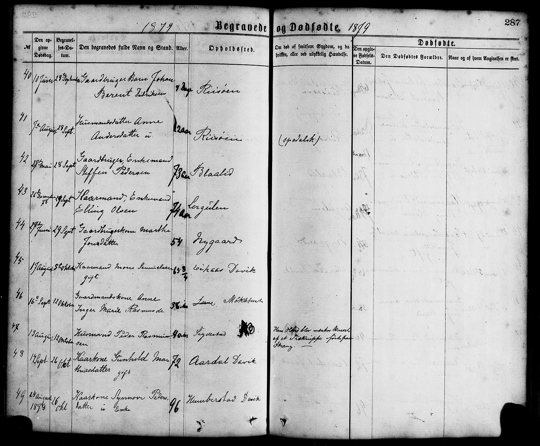 Davik sokneprestembete, AV/SAB-A-79701/H/Haa/Haaa/L0006: Parish register (official) no. A 6, 1867-1881, p. 287