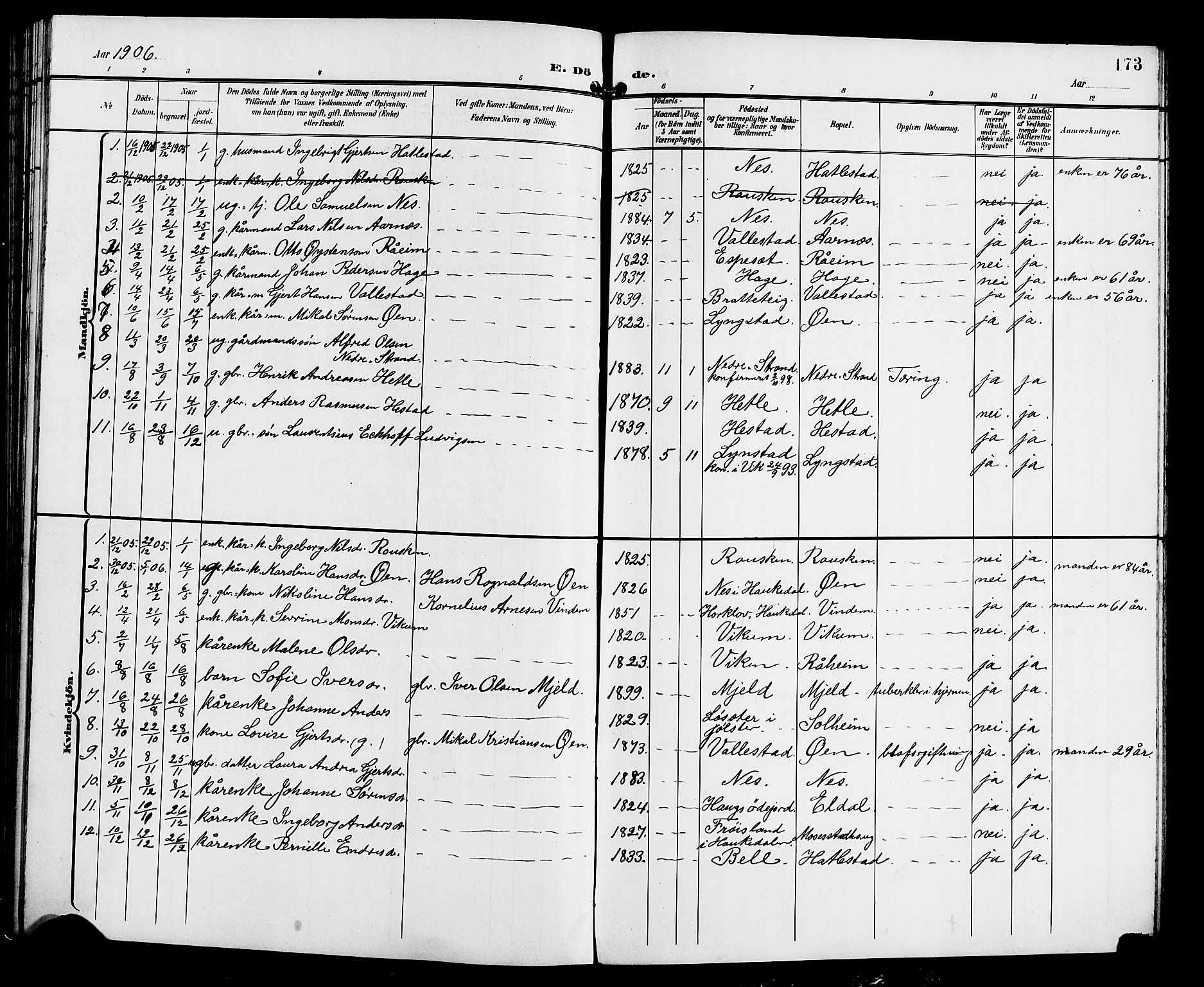 Gaular sokneprestembete, SAB/A-80001/H/Hab: Parish register (copy) no. C 4, 1895-1920, p. 173