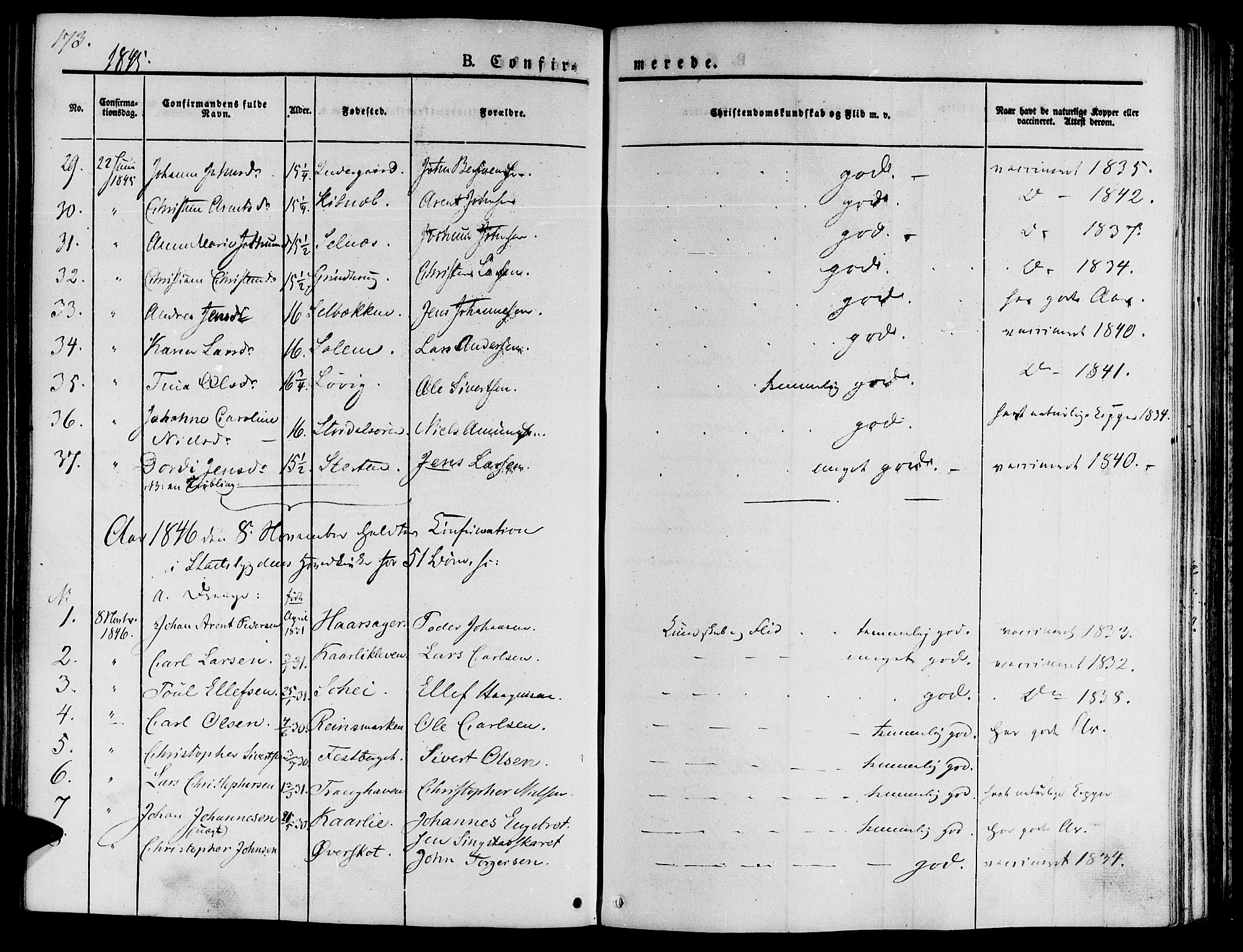 Ministerialprotokoller, klokkerbøker og fødselsregistre - Sør-Trøndelag, SAT/A-1456/646/L0610: Parish register (official) no. 646A08, 1837-1847, p. 173
