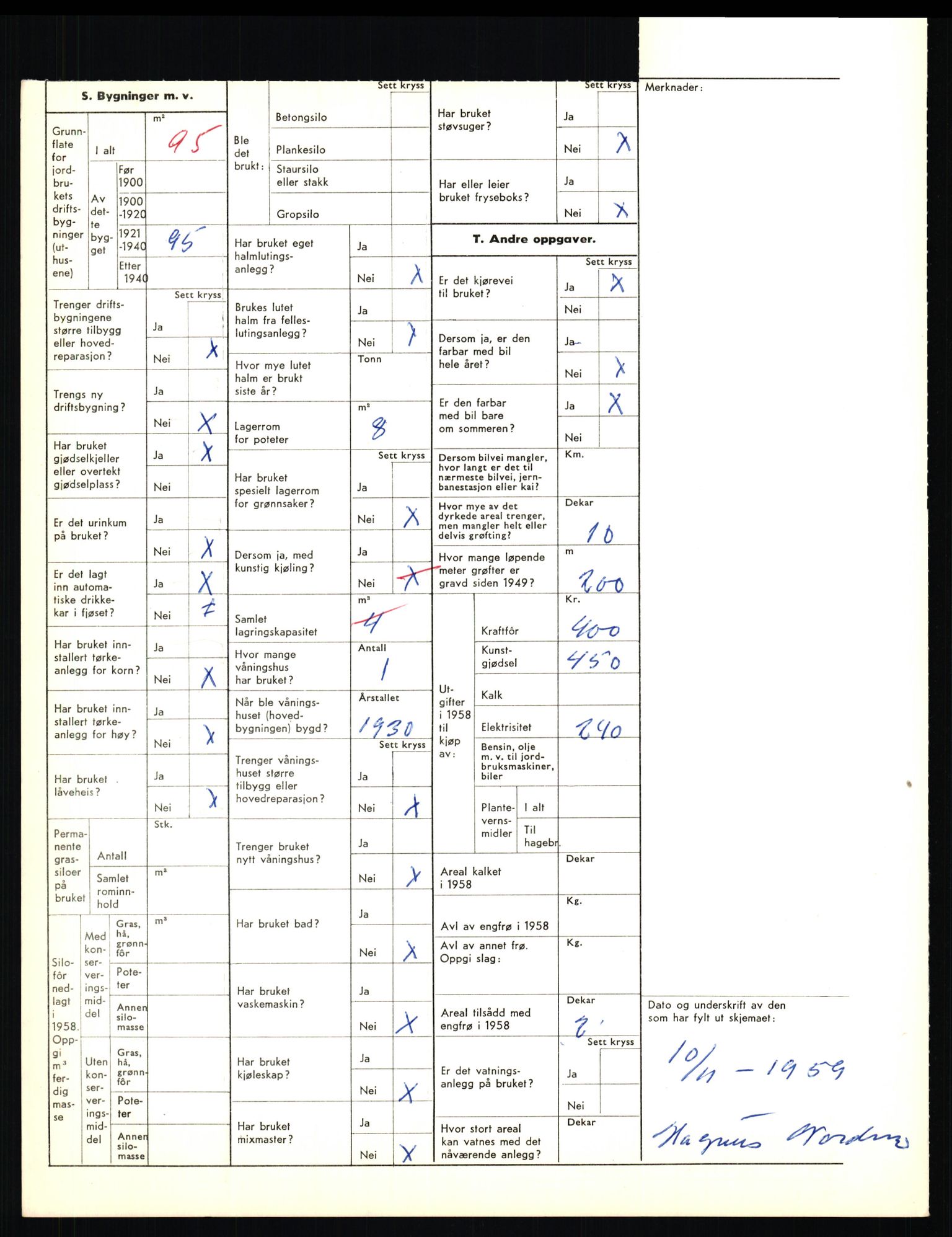 Statistisk sentralbyrå, Næringsøkonomiske emner, Jordbruk, skogbruk, jakt, fiske og fangst, AV/RA-S-2234/G/Gd/L0656: Troms: 1924 Målselv (kl. 0-3) og 1925 Sørreisa, 1959, p. 1574