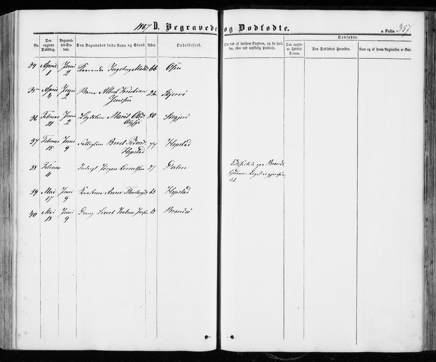 Ministerialprotokoller, klokkerbøker og fødselsregistre - Sør-Trøndelag, AV/SAT-A-1456/657/L0705: Parish register (official) no. 657A06, 1858-1867, p. 357