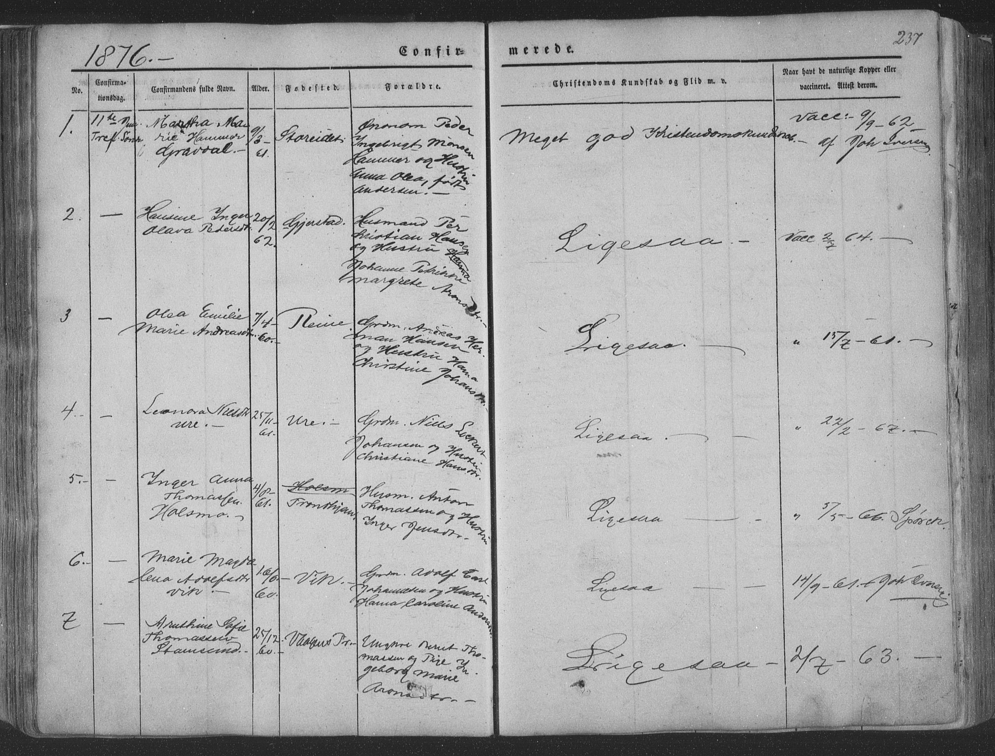 Ministerialprotokoller, klokkerbøker og fødselsregistre - Nordland, AV/SAT-A-1459/881/L1165: Parish register (copy) no. 881C02, 1854-1876, p. 237