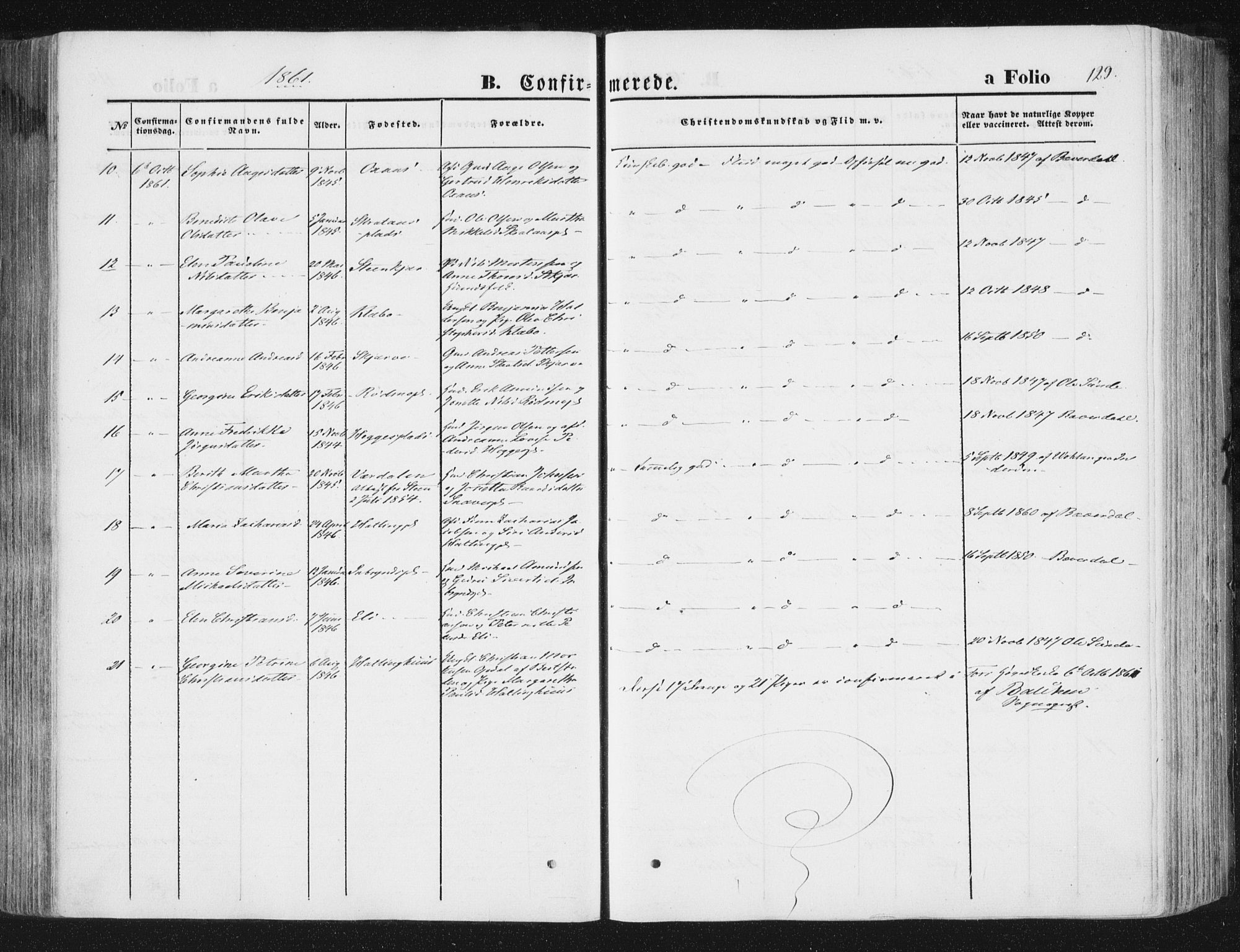 Ministerialprotokoller, klokkerbøker og fødselsregistre - Nord-Trøndelag, SAT/A-1458/746/L0447: Parish register (official) no. 746A06, 1860-1877, p. 129