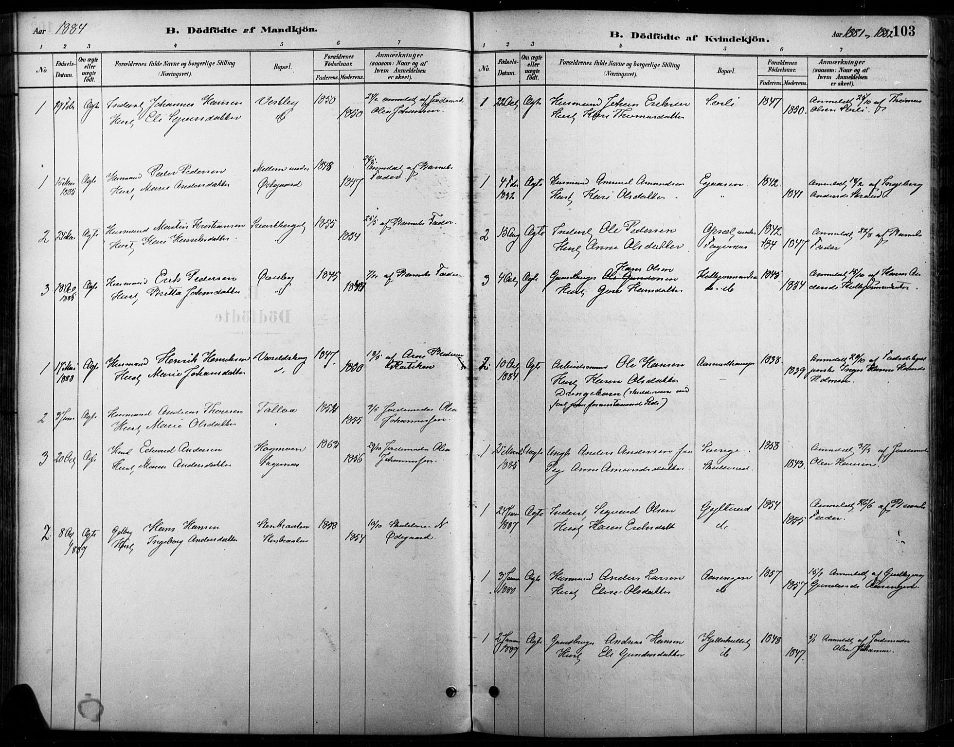 Vinger prestekontor, AV/SAH-PREST-024/H/Ha/Haa/L0015: Parish register (official) no. 15, 1881-1900, p. 103