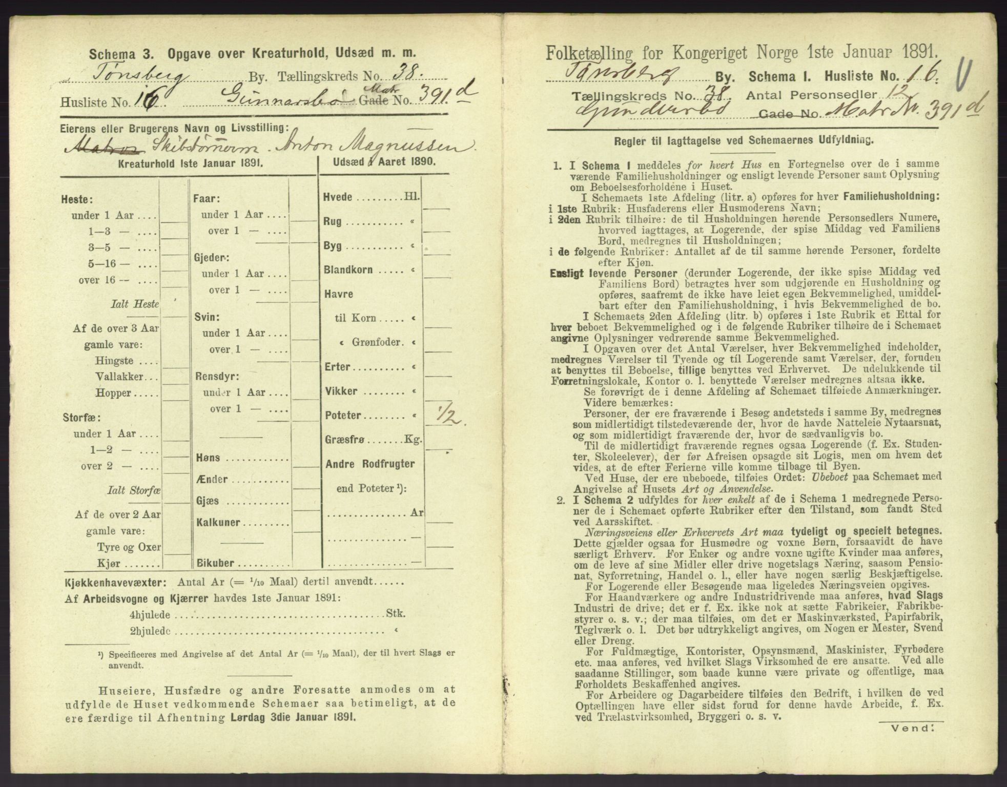 RA, 1891 census for 0705 Tønsberg, 1891, p. 1104