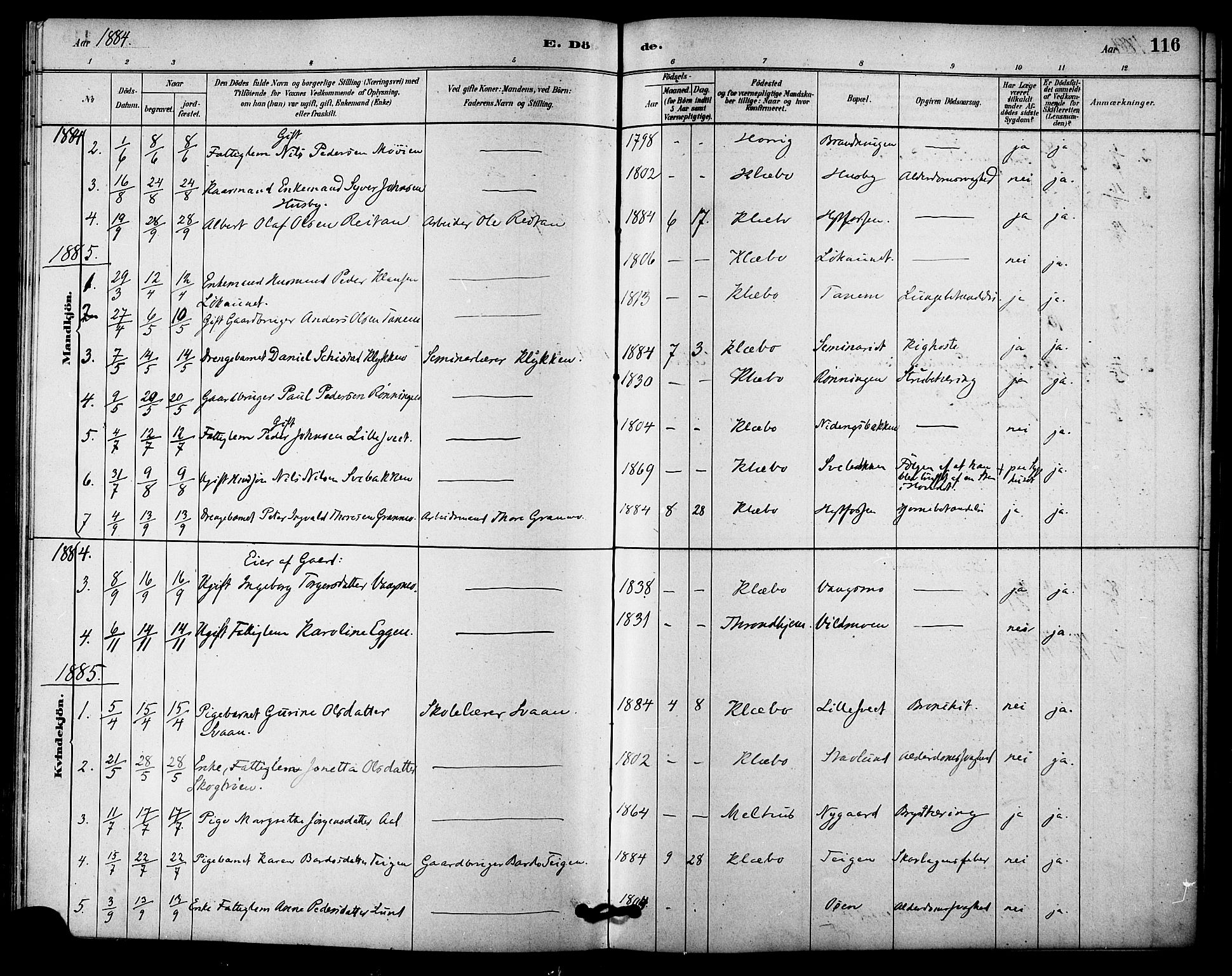 Ministerialprotokoller, klokkerbøker og fødselsregistre - Sør-Trøndelag, SAT/A-1456/618/L0444: Parish register (official) no. 618A07, 1880-1898, p. 116