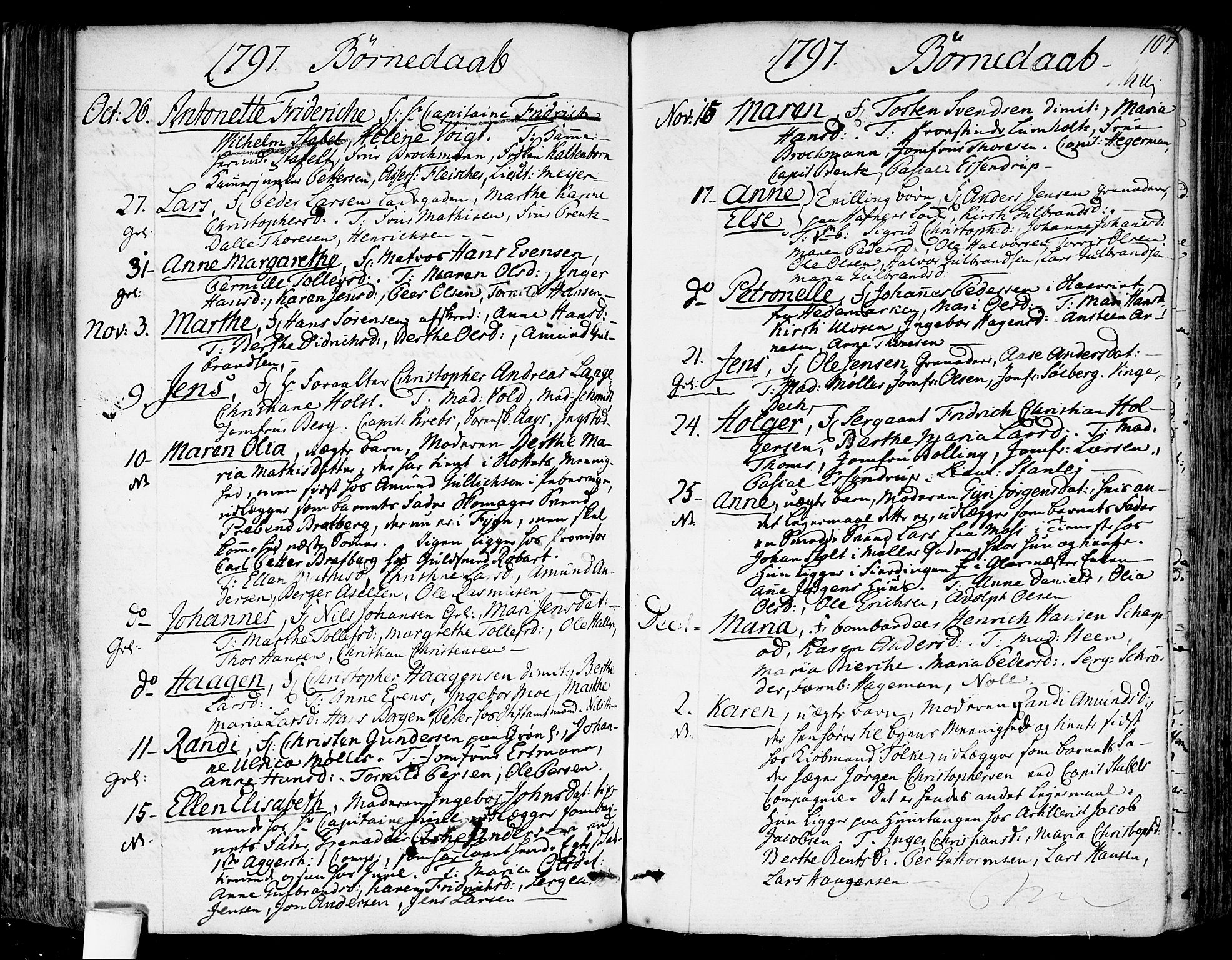 Garnisonsmenigheten Kirkebøker, SAO/A-10846/F/Fa/L0003: Parish register (official) no. 3, 1777-1809, p. 107