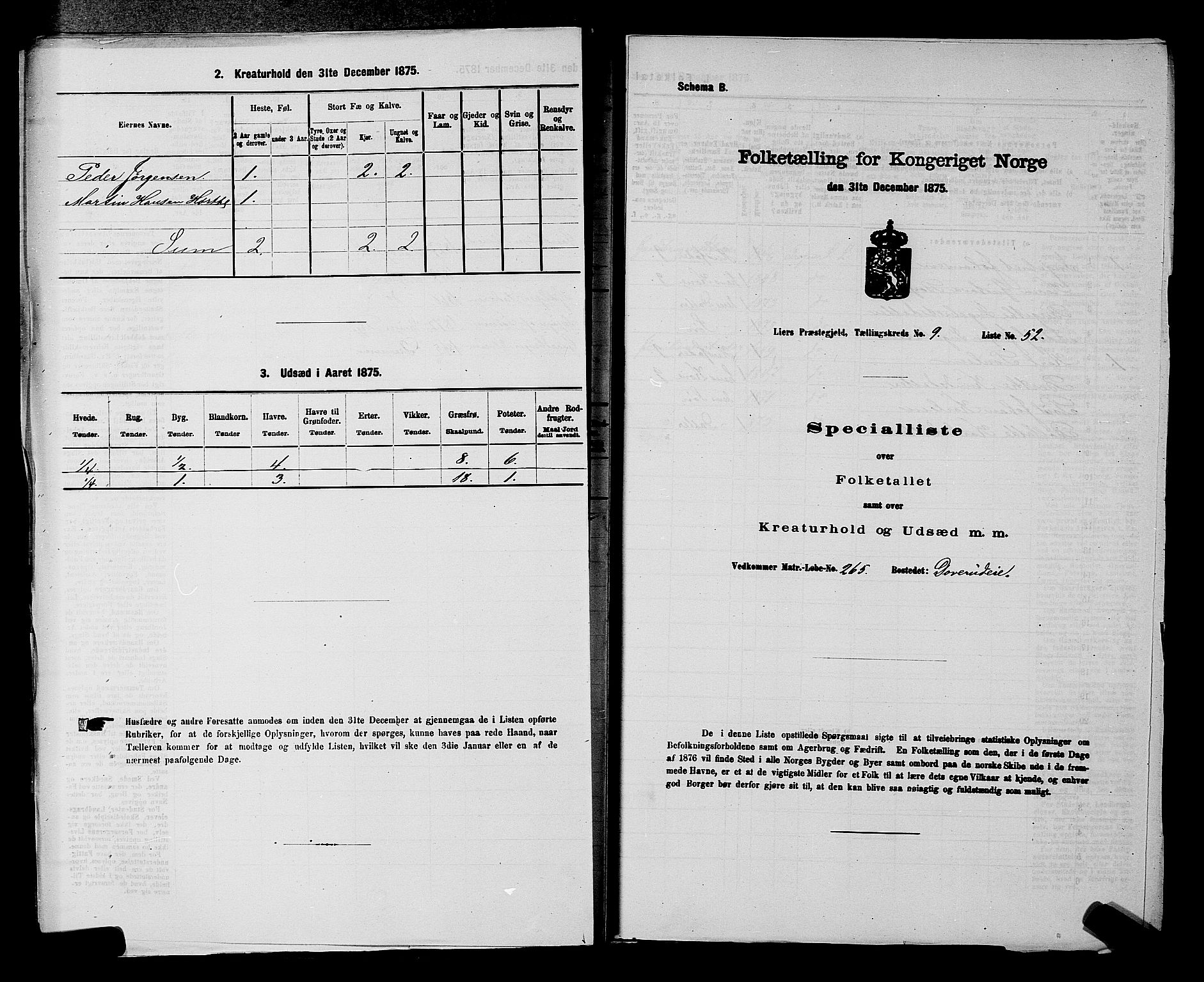 SAKO, 1875 census for 0626P Lier, 1875, p. 1601