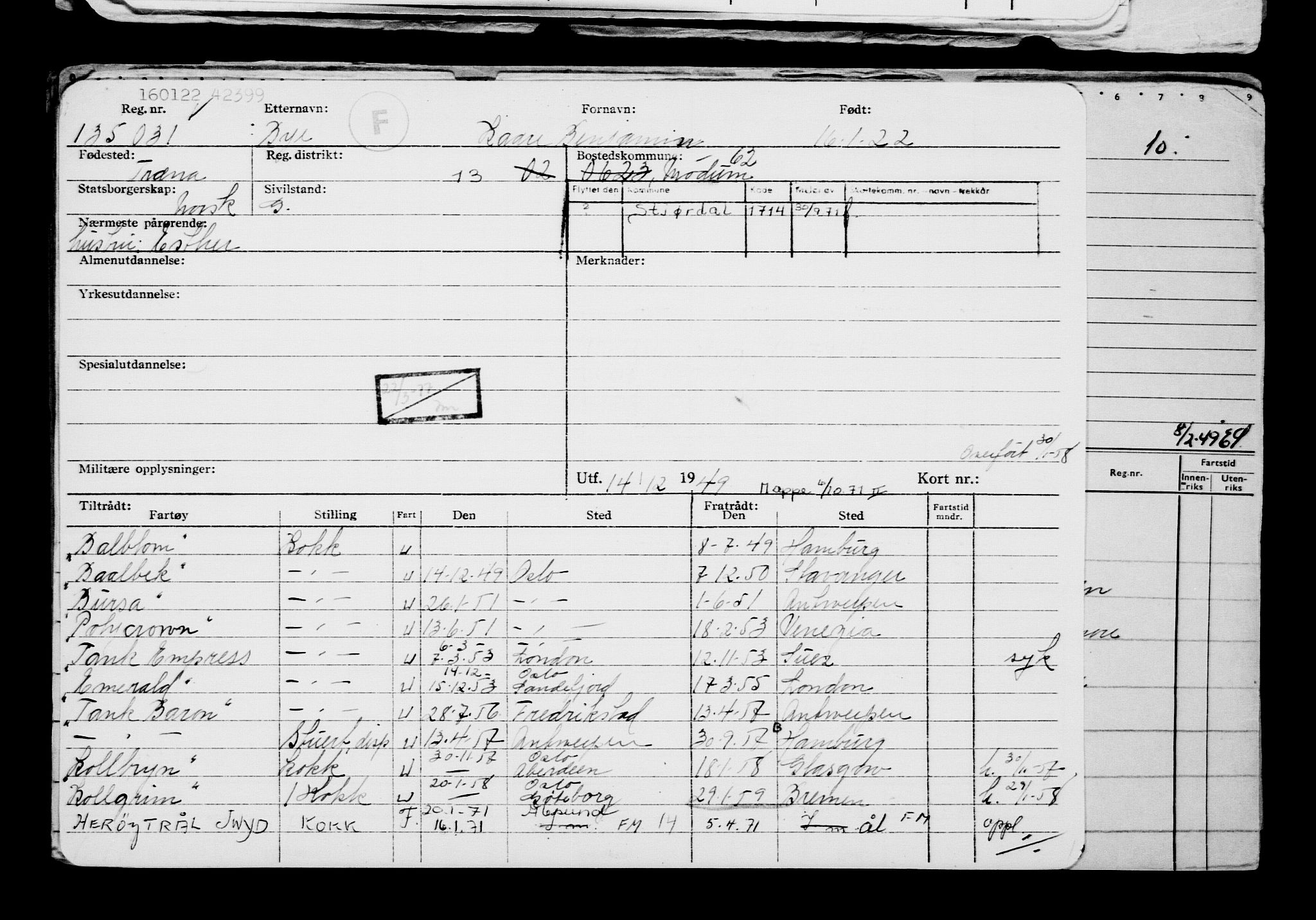 Direktoratet for sjømenn, AV/RA-S-3545/G/Gb/L0202: Hovedkort, 1922, p. 41